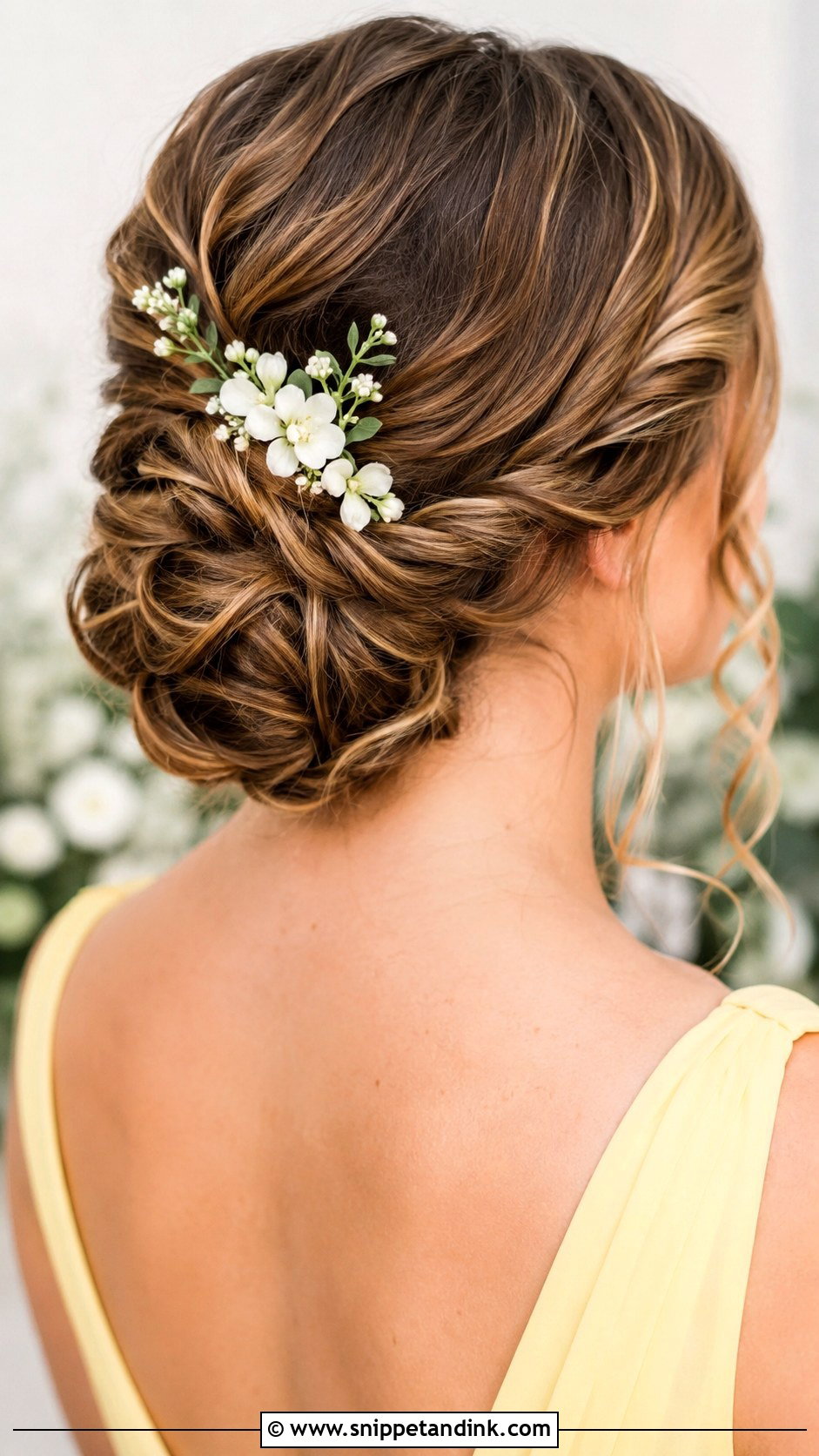 Flower Bun Bridesmaid Updo - Snippet and Ink - 20 Updo Hairstyles for Bridesmaids