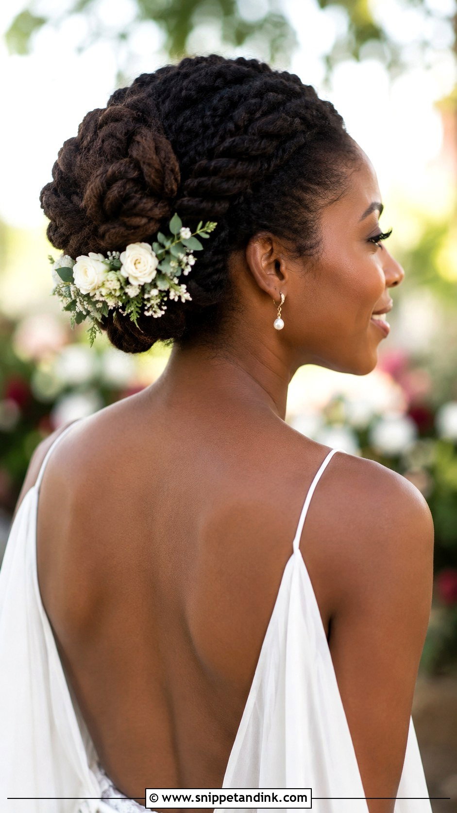 Flower Bun for Spring Weddings - Snippet and Ink - 20 Afro Wedding Hairstyles Brides