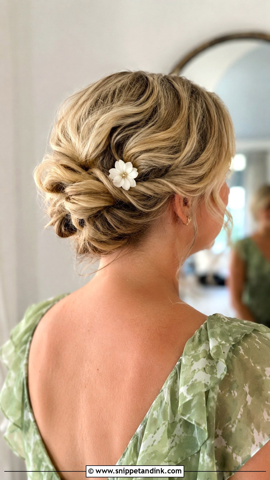 Flower Clip Updo For Short Hair - Snippet and Ink - 15 Wedding Guest Updos for Short Hair