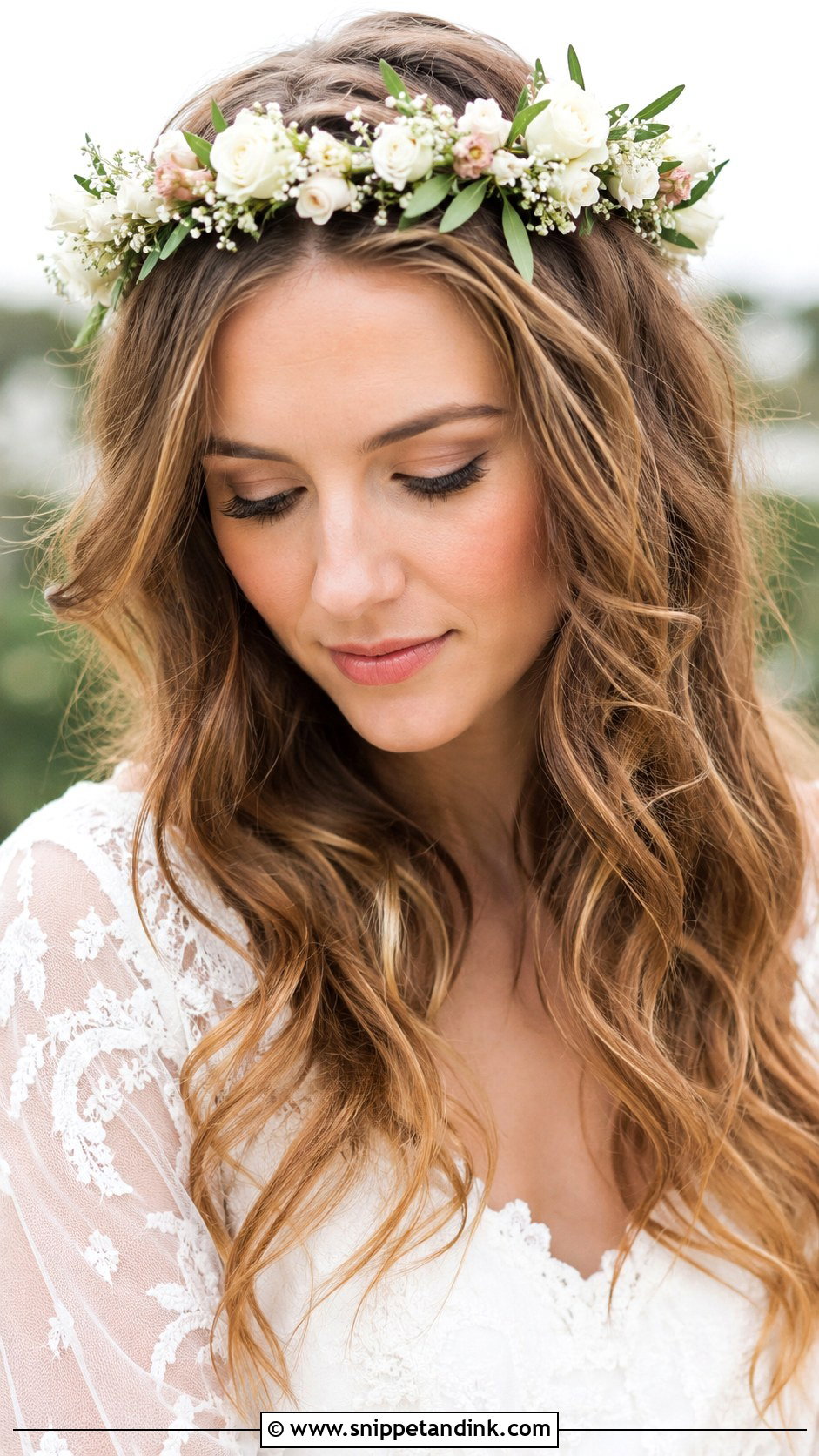 Flower Crown Bridal Hair - Snippet and Ink - 25 Bride Hair Styles