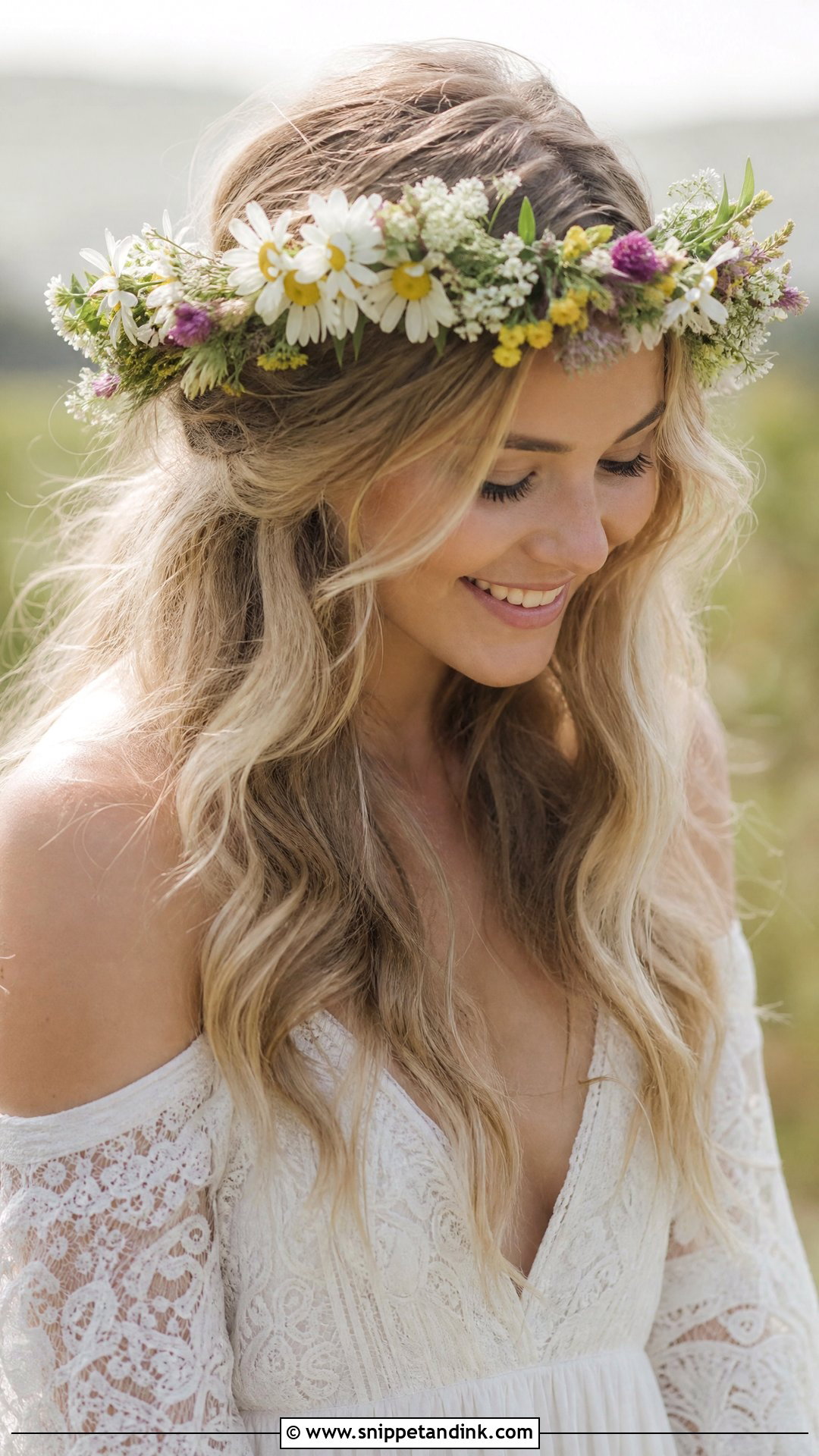Flower Crown Hairstyle for Brides - Snippet and Ink - 20 Casual Wedding Hair Ideas