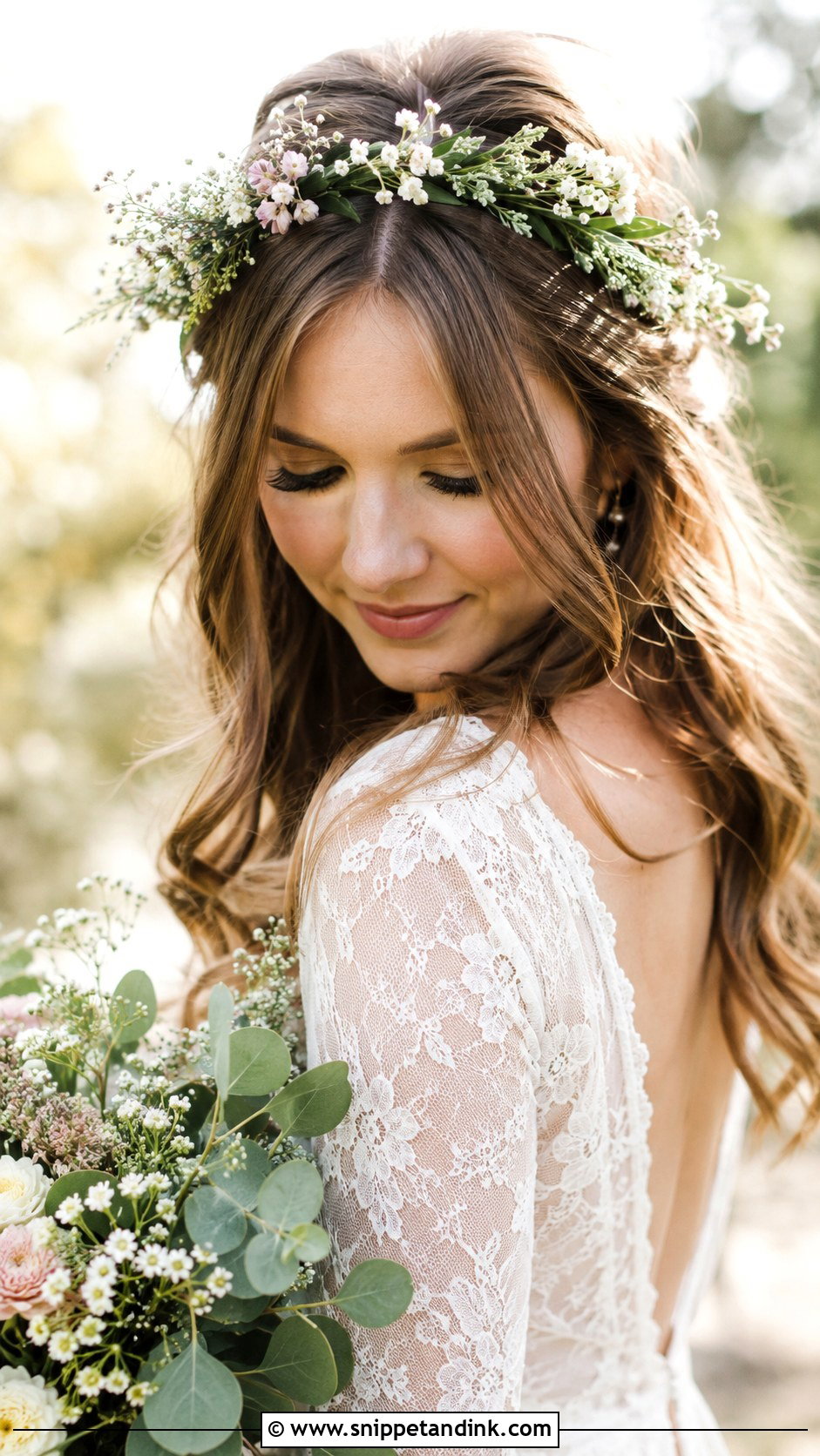 Flower Crown Hairstyle for Elopement - Snippet and Ink - 20 Elopement Hair Ideas