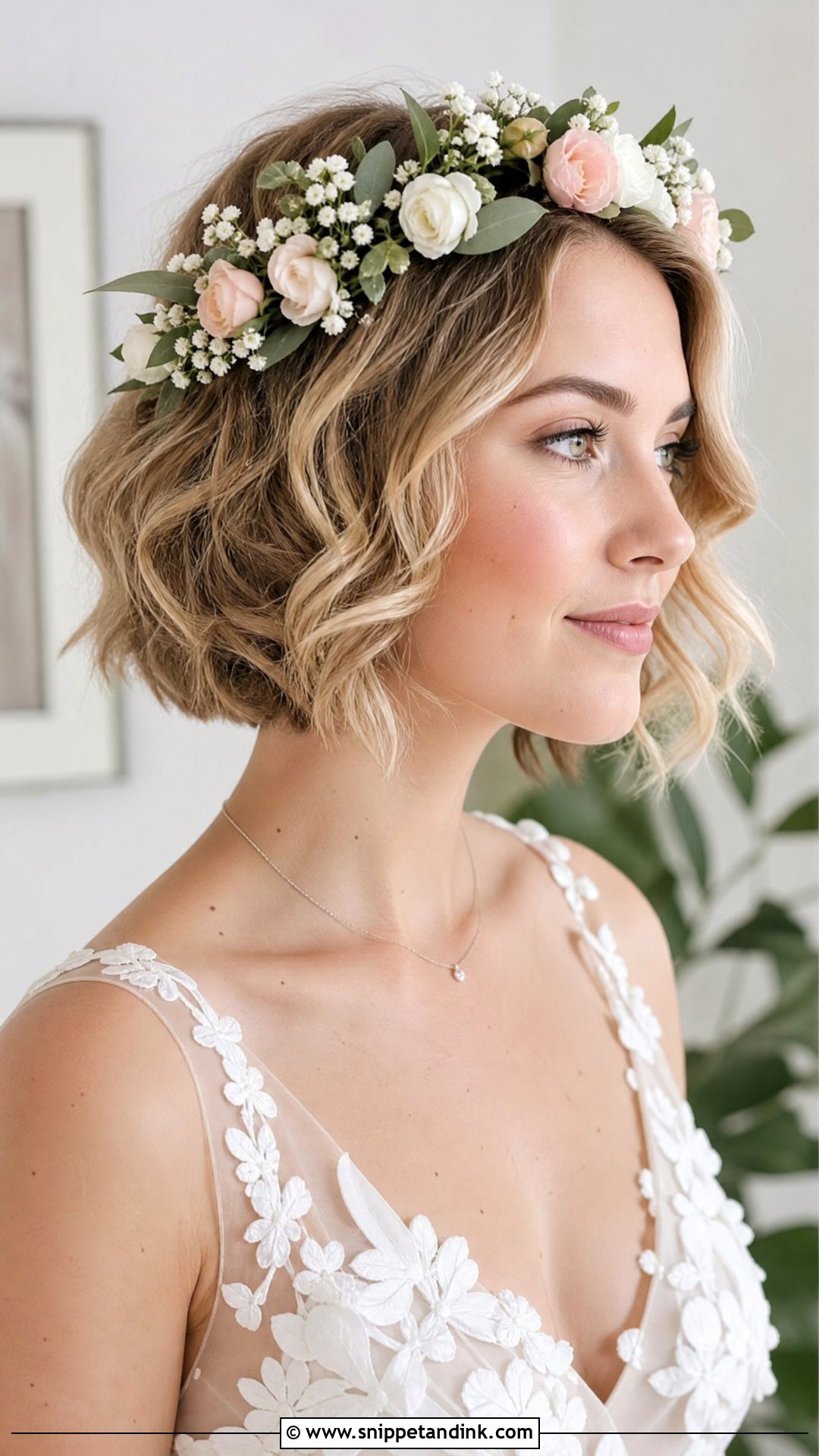 Flower Crown Short Hair - Snippet and Ink - 20 Wedding Hairstyle Shorthair Ideas