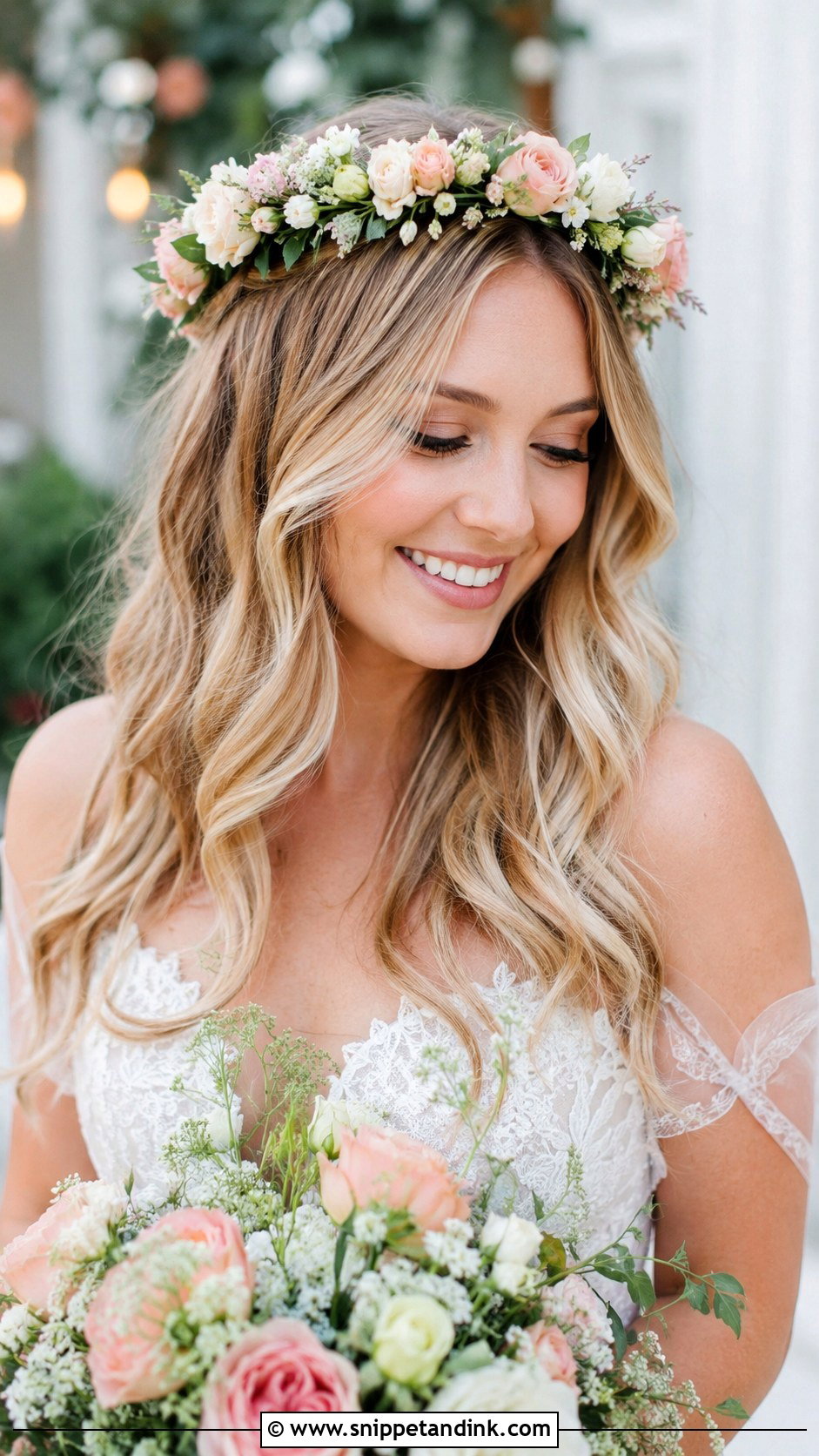 Flower Crown Wedding Hairstyle - Snippet and Ink - 25 Long Wedding Hairstyles