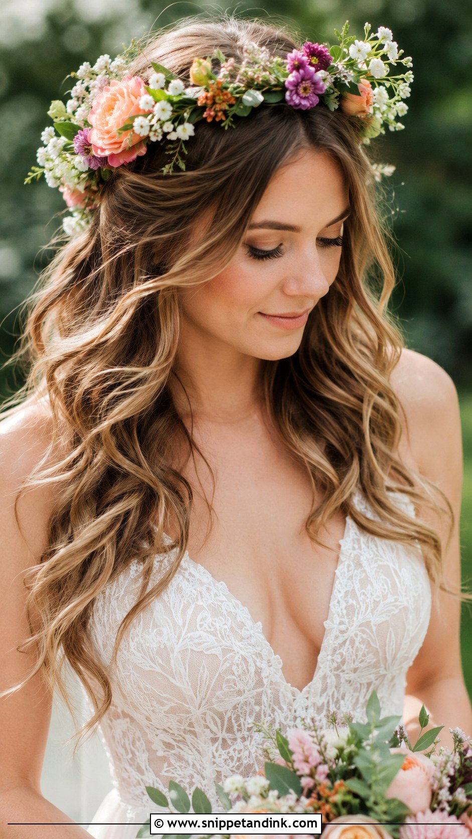 Flower Crown Wedding Hairstyle - Snippet and Ink - 30 Bride Wedding Hair Styles
