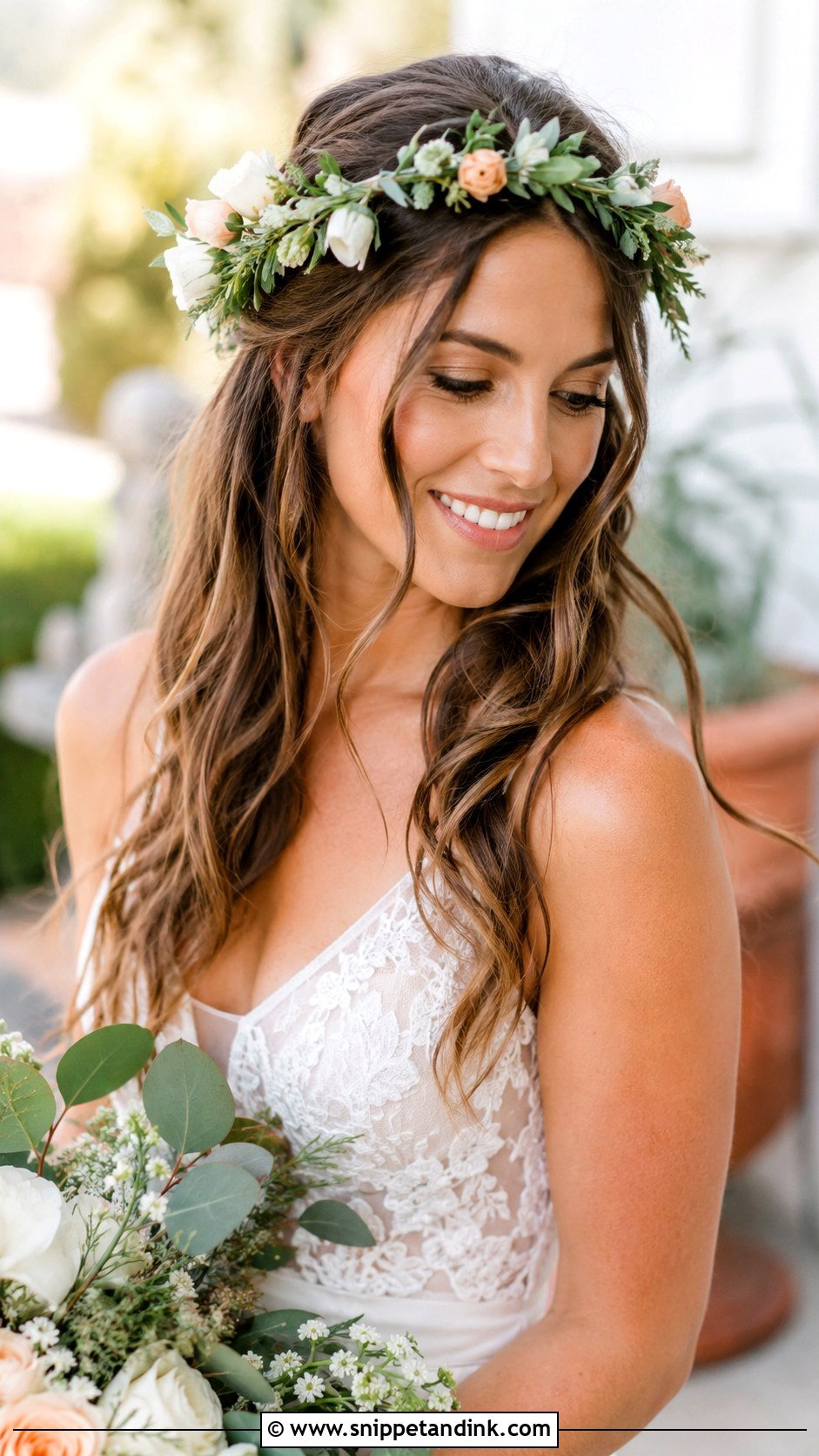 Flower Crown Wedding Hairstyle - Snippet and Ink - 30 Wedding Hairstyles Down
