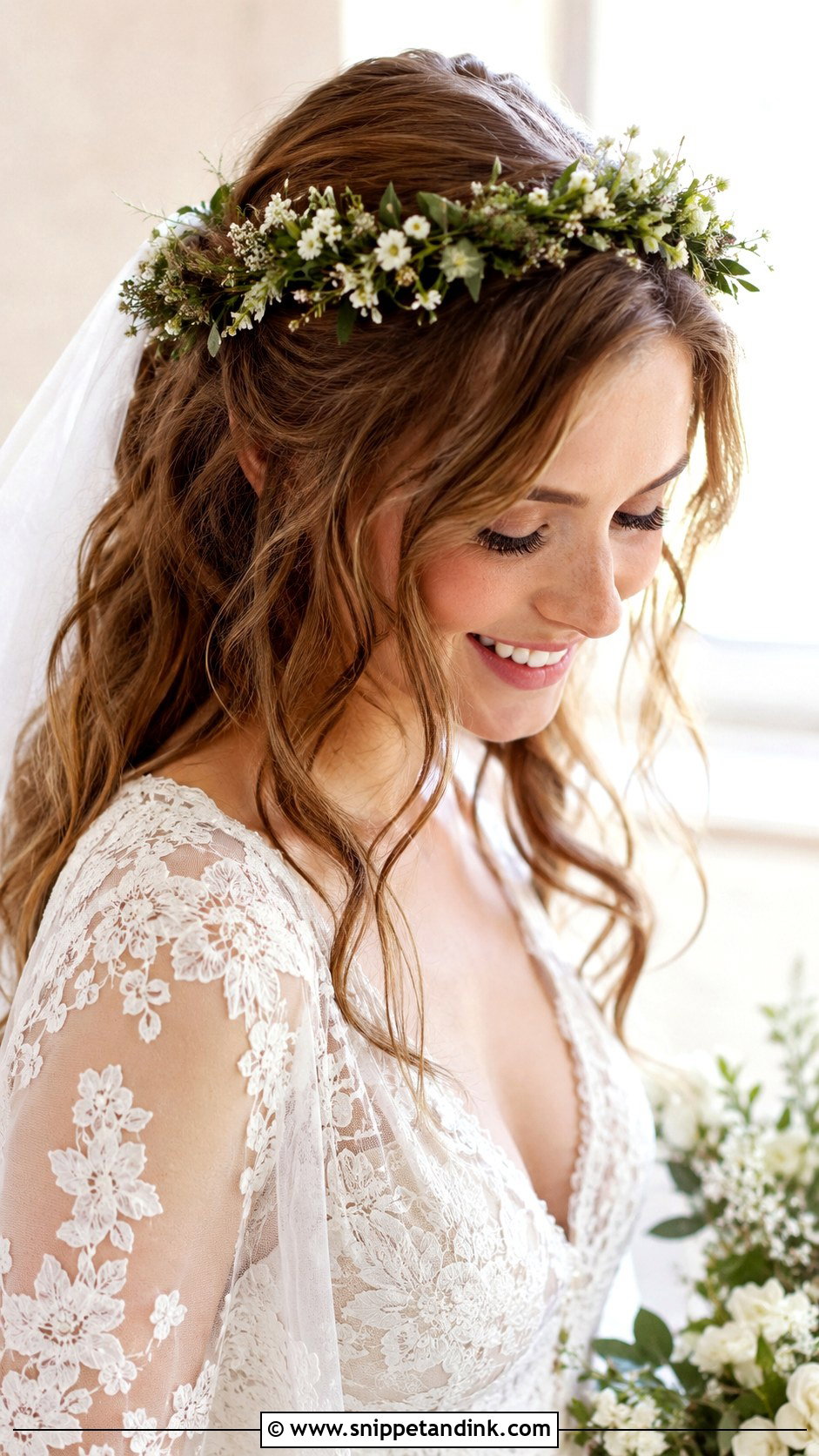 Flower Crown Wedding Hairstyle for Fine Hair - Snippet and Ink - 25 Bridal Hair for Fine Hair Ideas