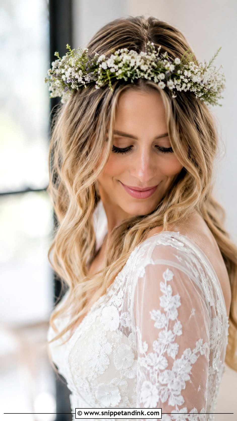 Flower Crown With Flowing Hair - Snippet and Ink - 20 Hairstyles for Weddings the Bride