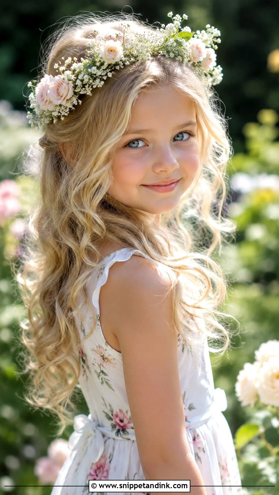 Flower Crown With Loose Curls - Snippet and Ink - 25 Flowergirls Hairstyle Ideas