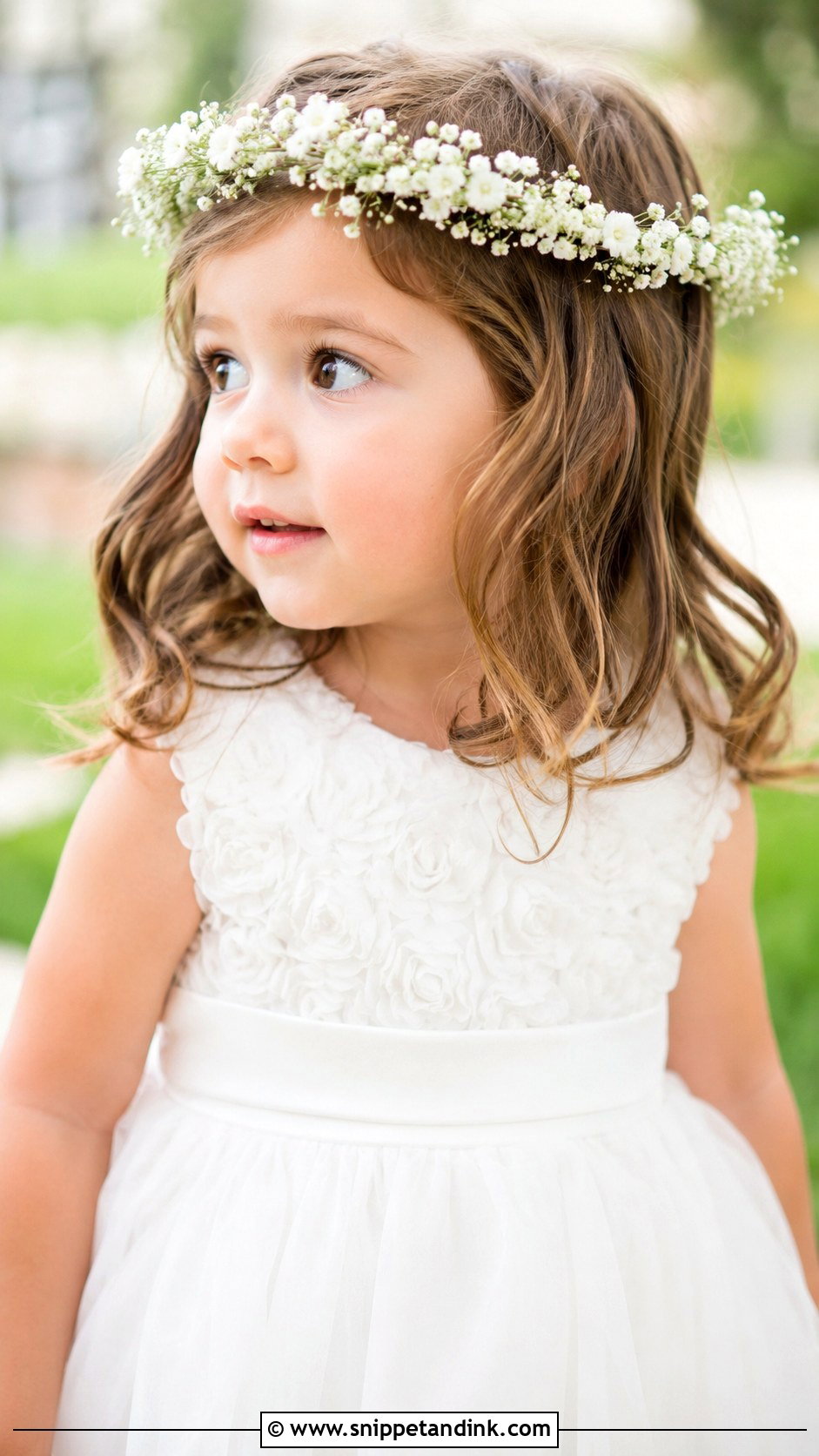 Flower Crown With Loose Hair - Snippet and Ink - 25 Toddler Wedding Hair Ideas