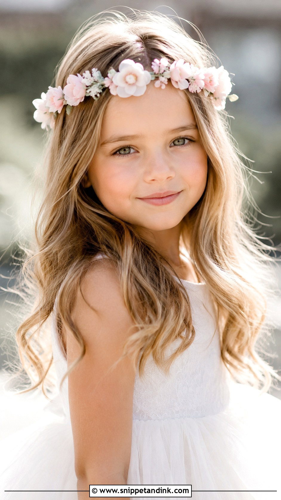 Flower Crown With Loose Waves - Snippet and Ink - 20 Kid Wedding Hairstyles