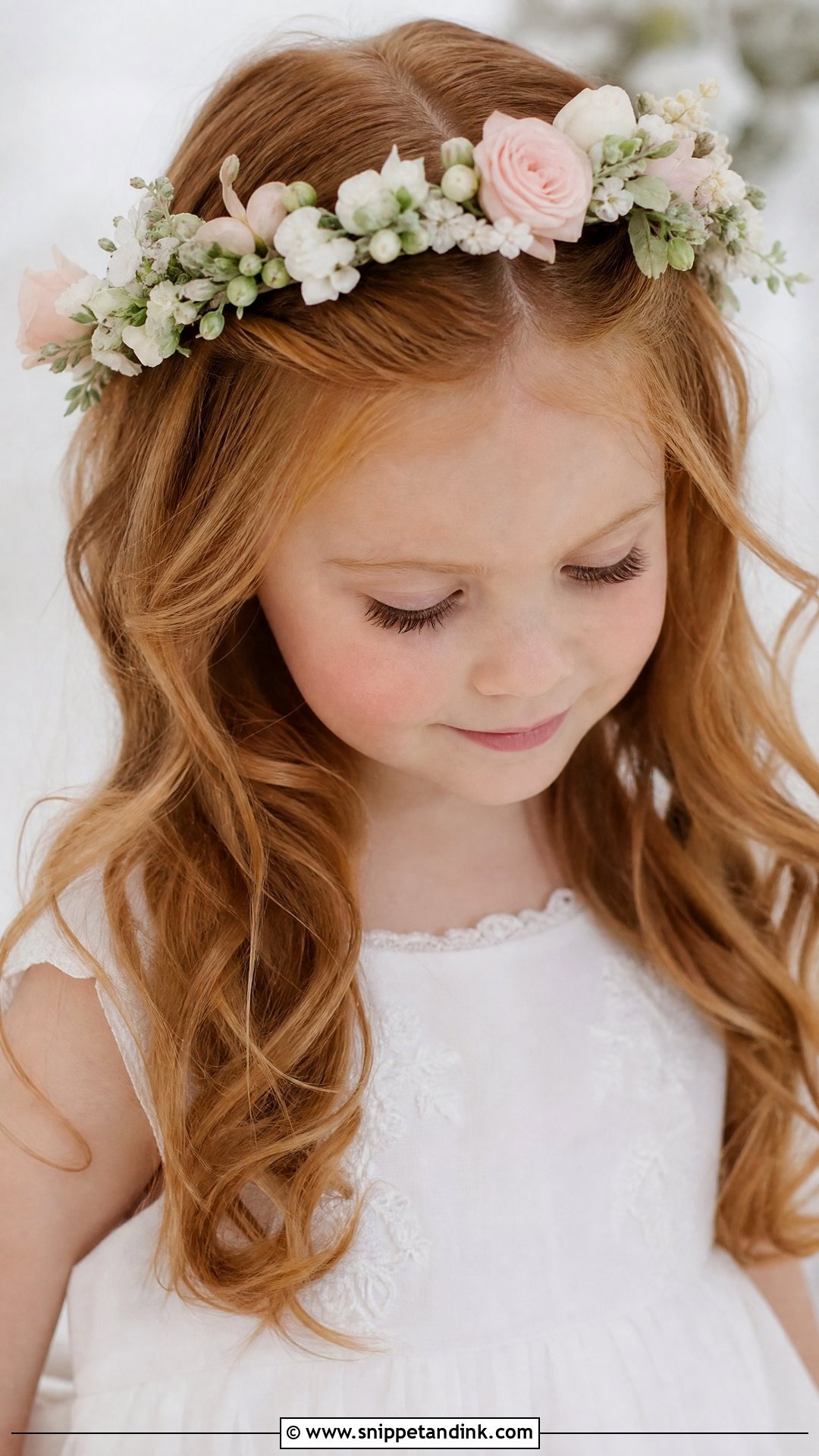 Flower Crown With Loose Waves - Snippet and Ink - 20 Wedding Hairstyles for Girls