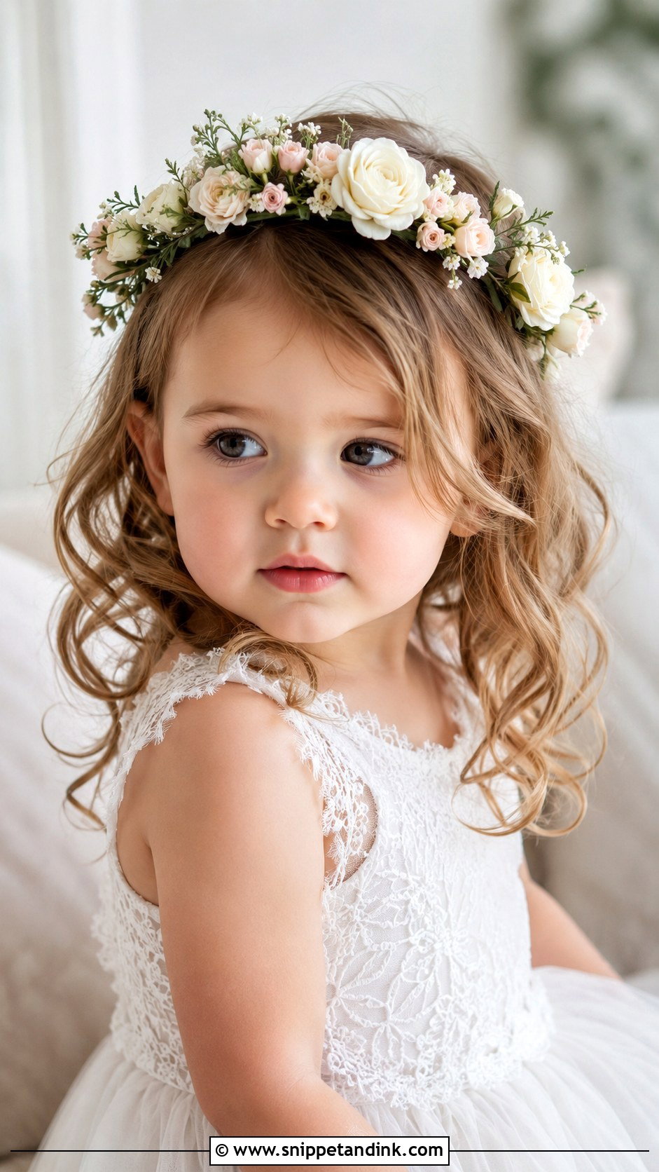Flower Crown With Loose Waves - Snippet and Ink - 25 Toddler Wedding Hairstyles