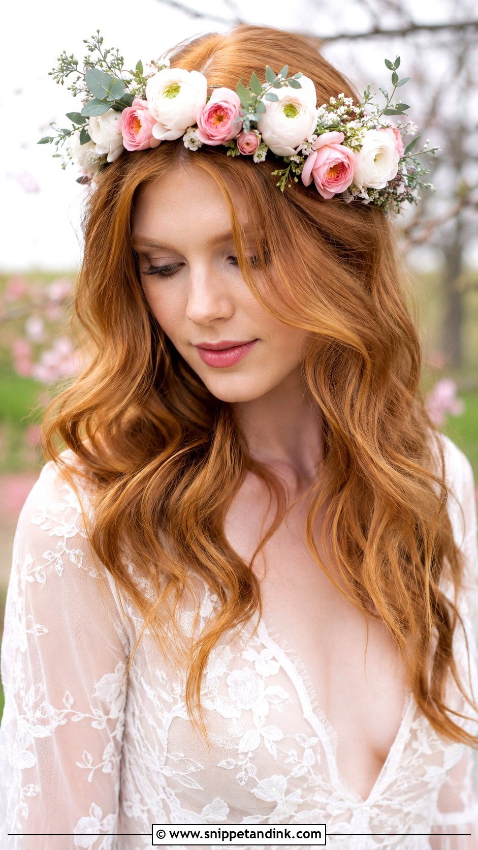 Flower Crown With Loose Waves - Snippet and Ink - 20 Bride Hair Flowers