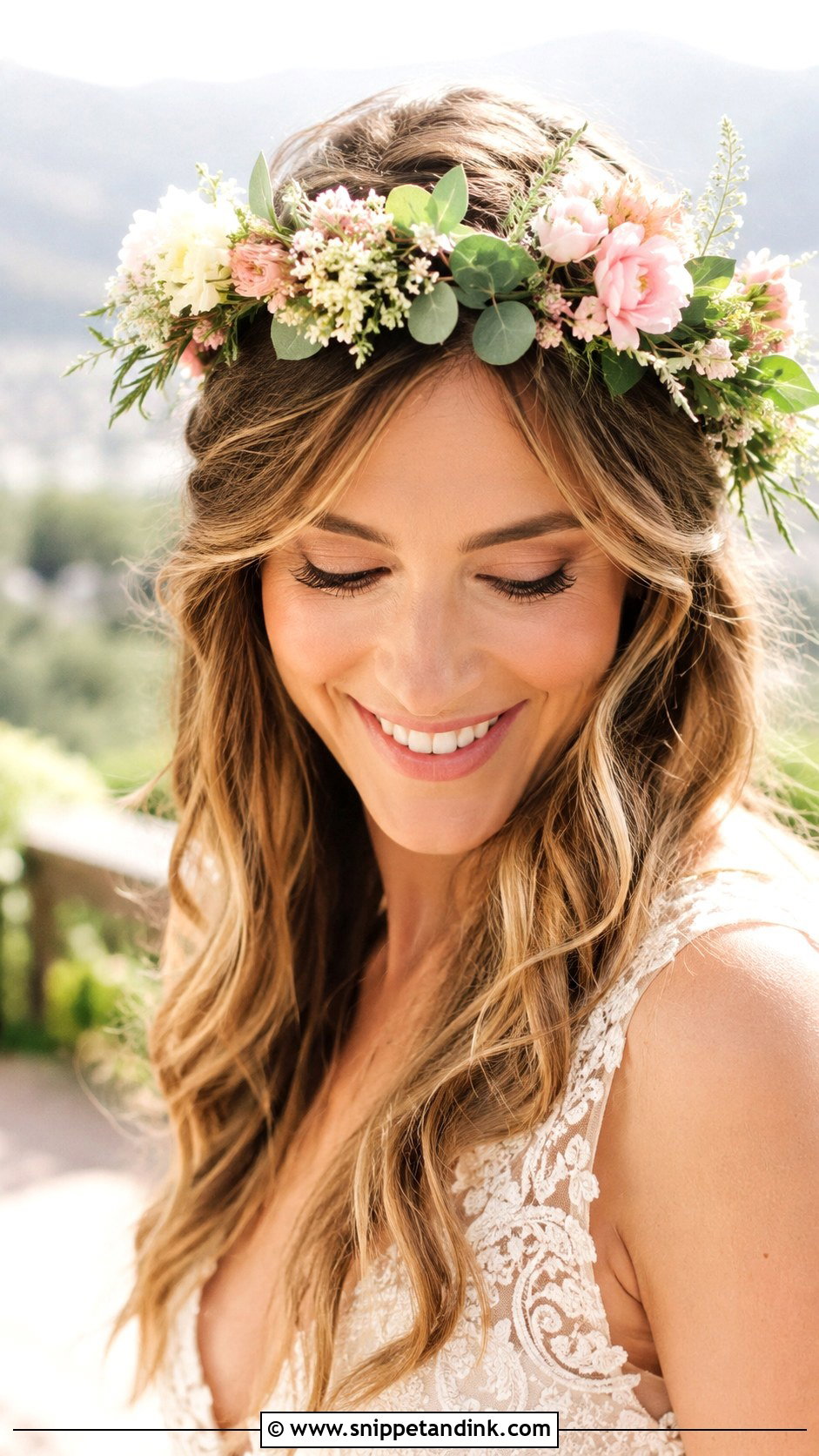 Flower Crown for Outdoor Ceremonies - Snippet and Ink - 20 Bridal Hair Jewelry Ideas