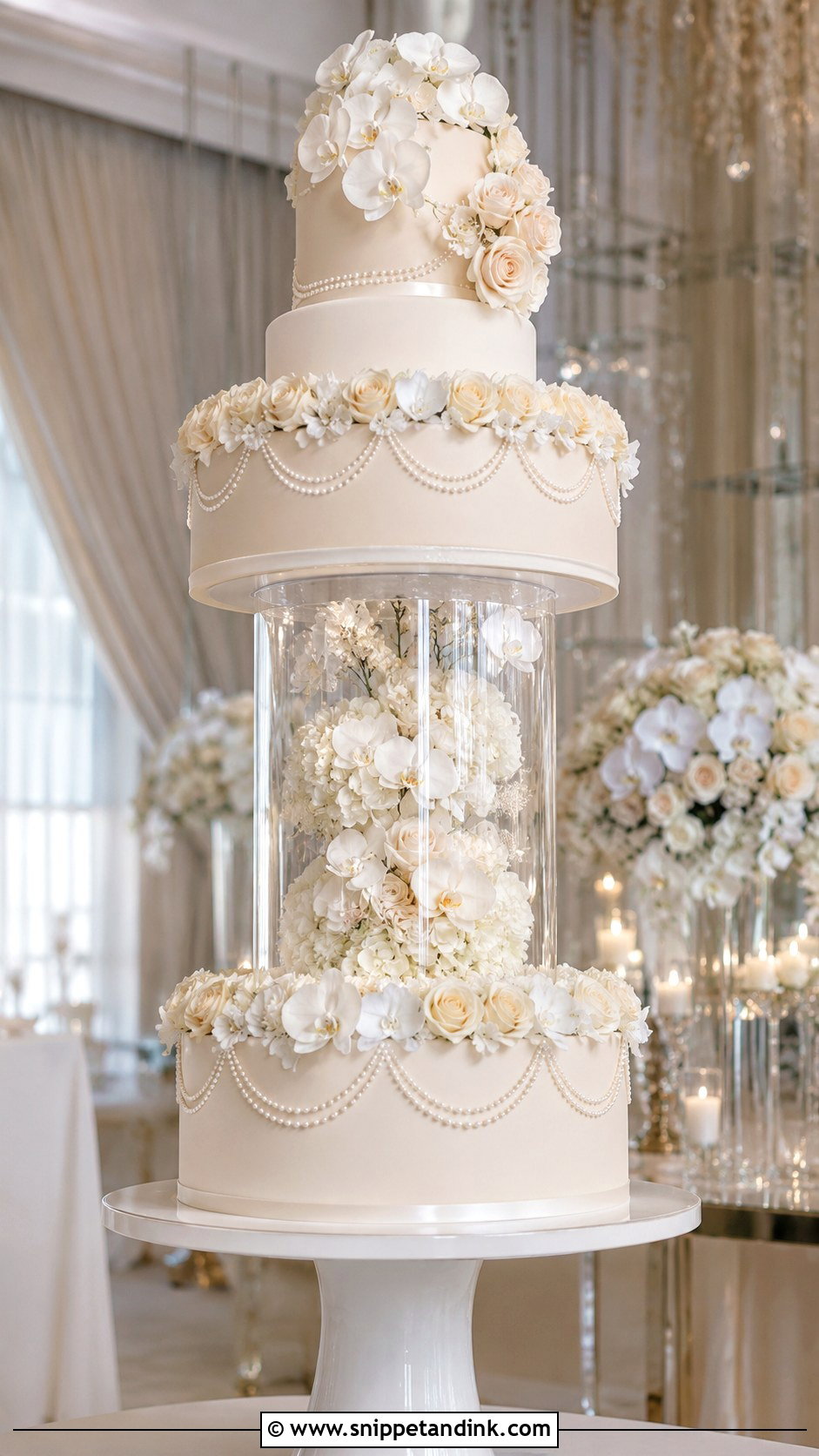 Flower Filled Wedding Cake Separator - Snippet and Ink - 25 Wedding Cake Separators