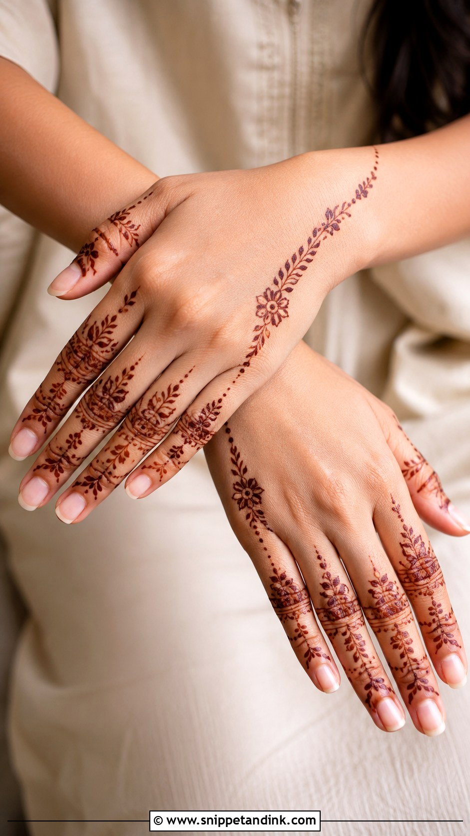 Flower Finger Mehndi Design - Snippet and Ink - 35 Flower Mehndi Designs