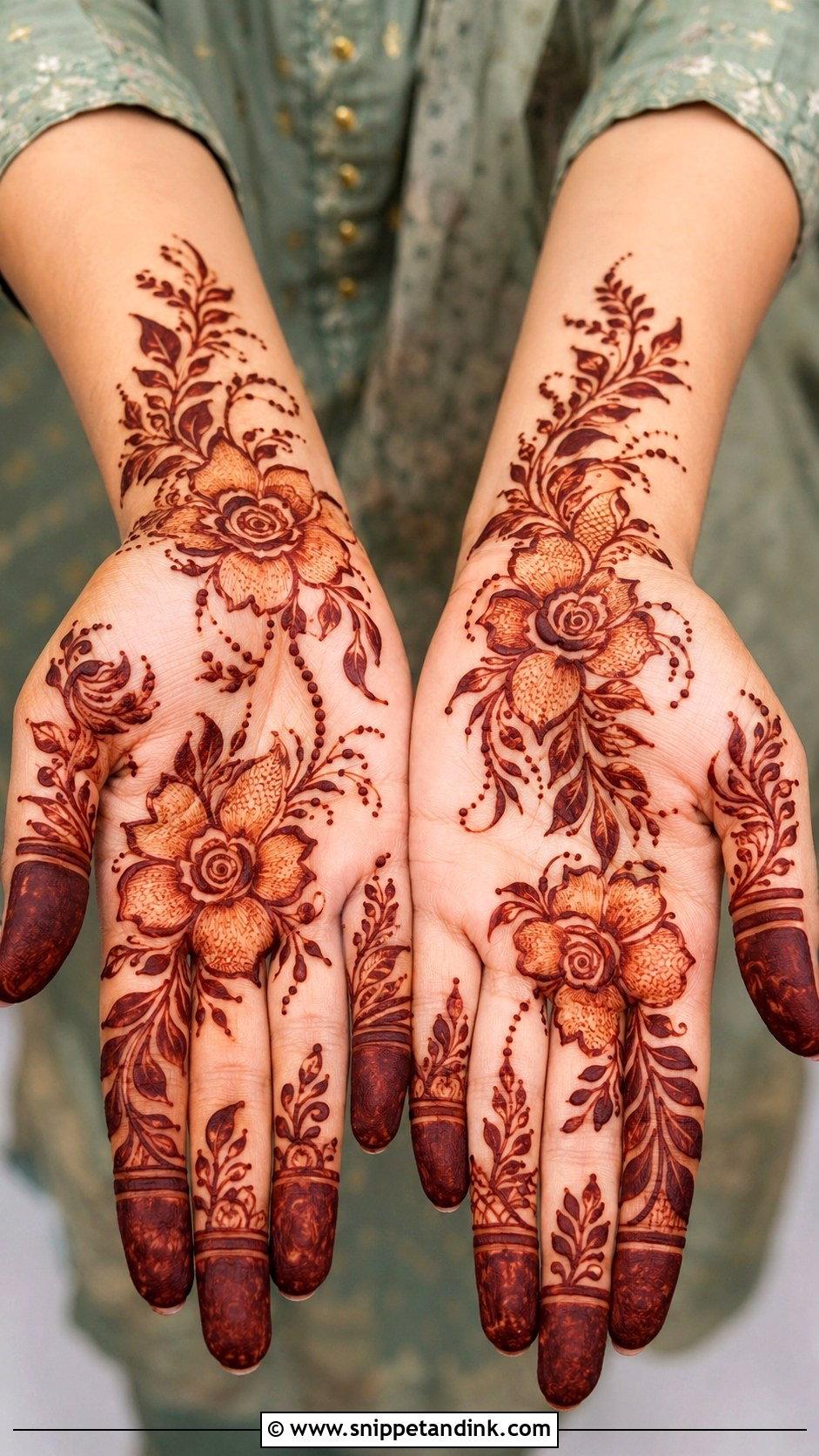 Flower Front Hand Mehndi Design - Snippet and Ink - 35 Front Hand Mehndi Design Ideas