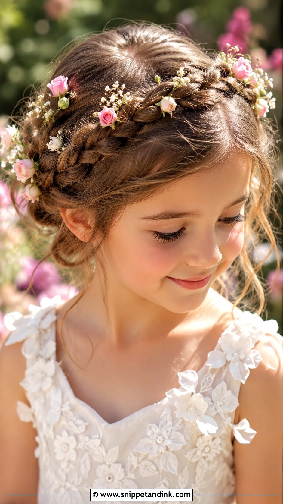 Flower Girl Braided Crown - Snippet and Ink - 25 Kids Wedding Hairstyles