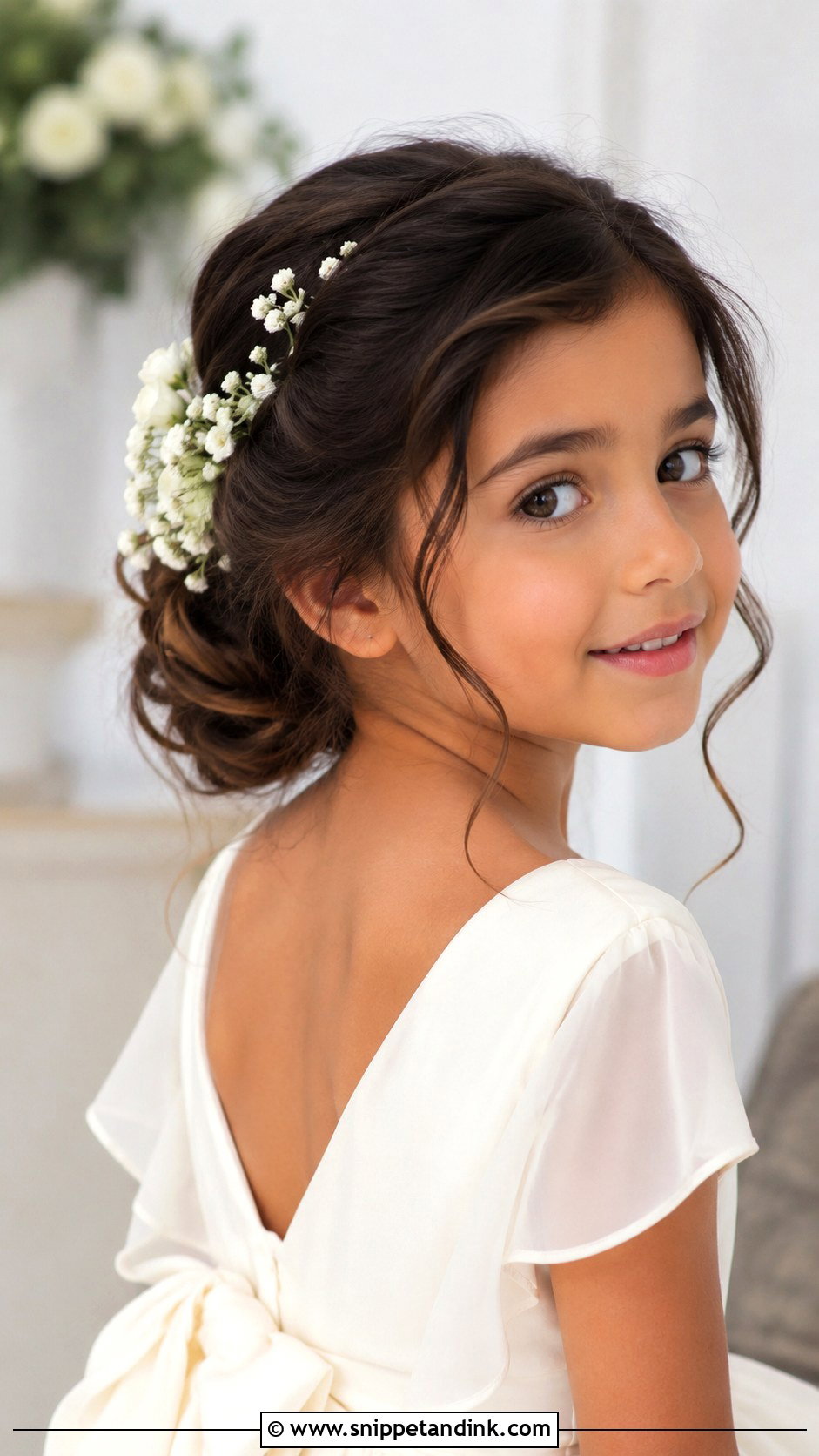 Flower Girl Bun With Flowers - Snippet and Ink - 15 Kid Hairstyles for Wedding