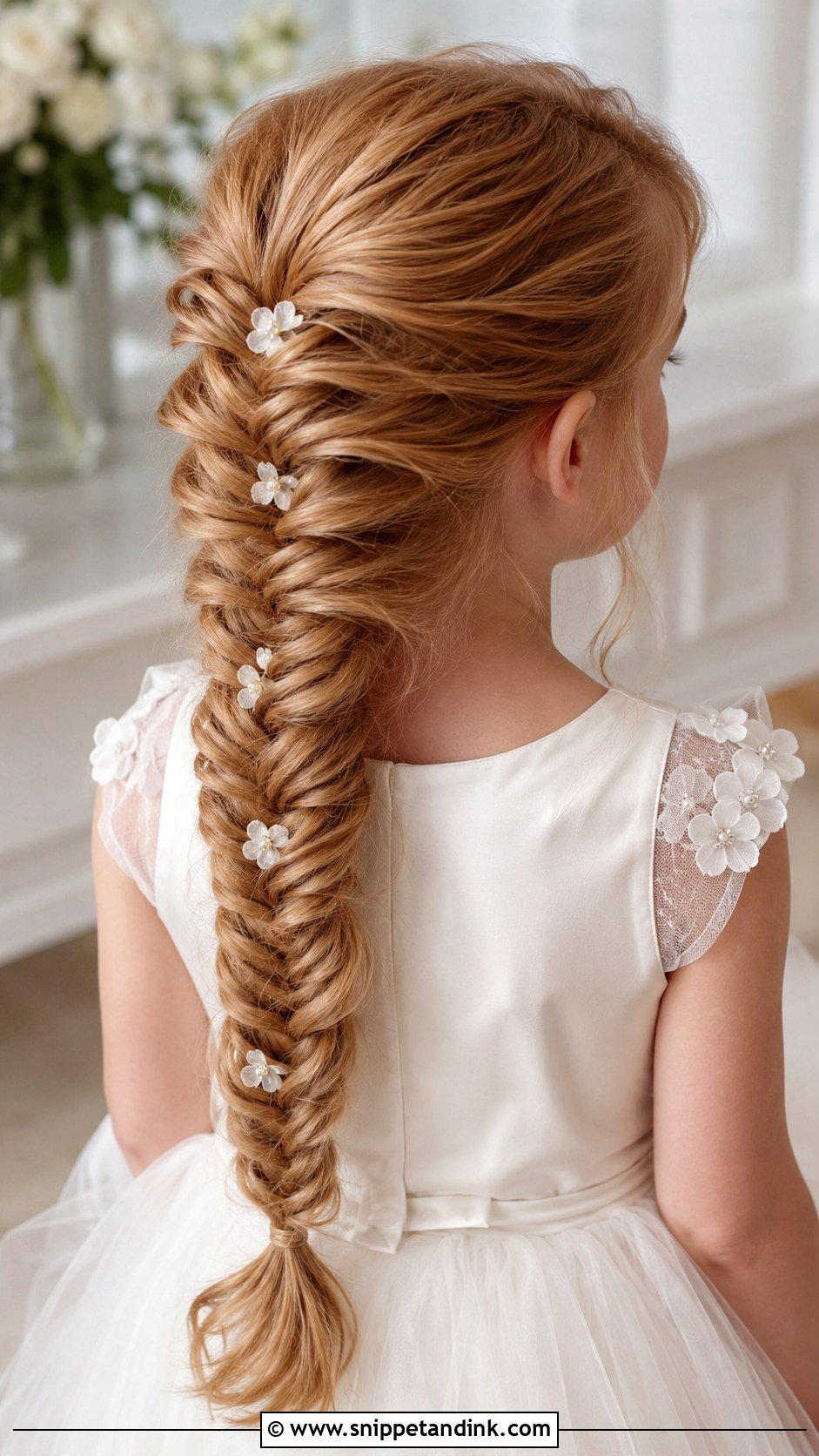 Flower Girl Fishtail Braid - Snippet and Ink - 15 Kid Hairstyles for Wedding