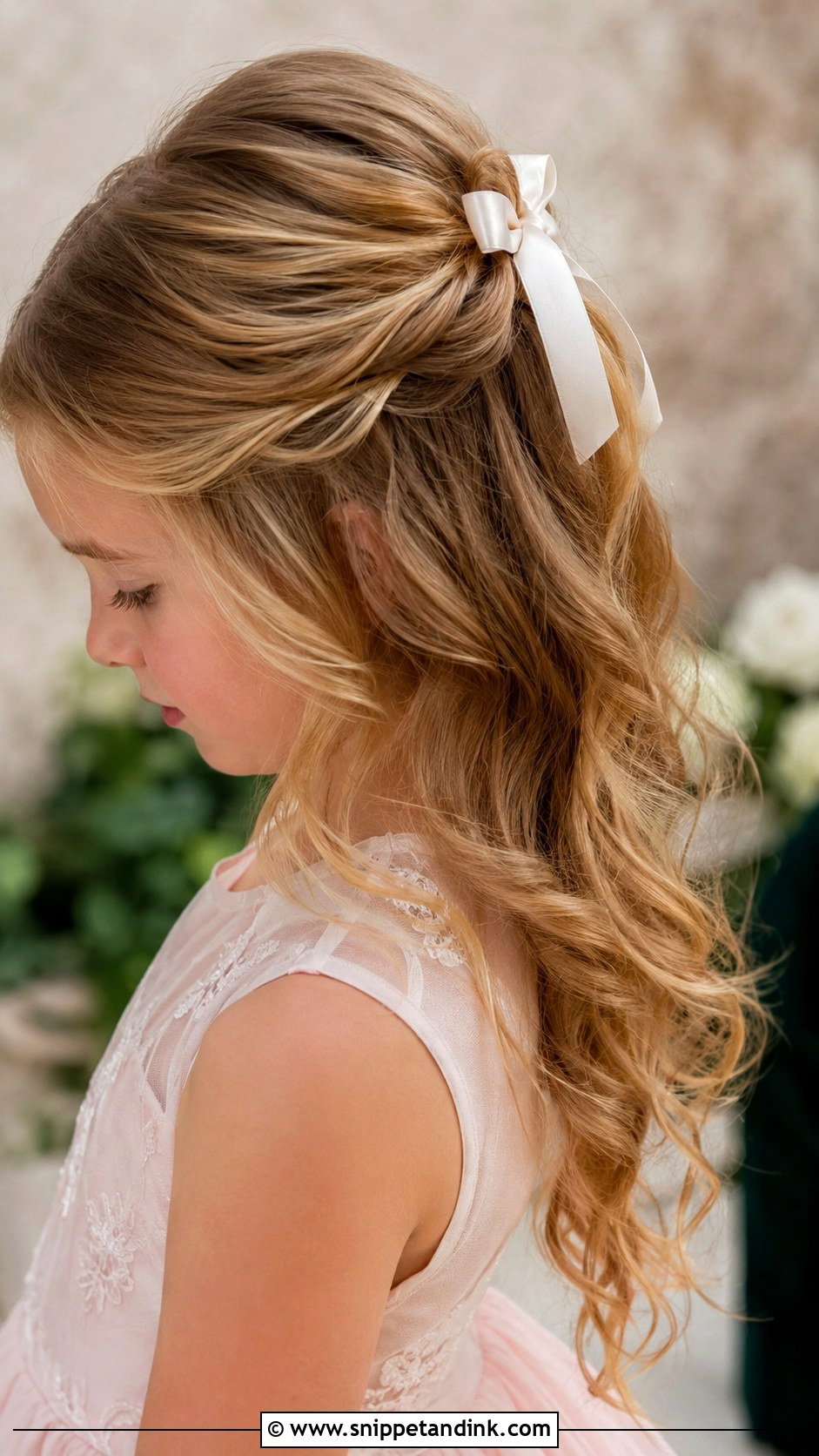 Flower Girl Half Up Curls - Snippet and Ink - 20 Kids Hair for Wedding Ideas