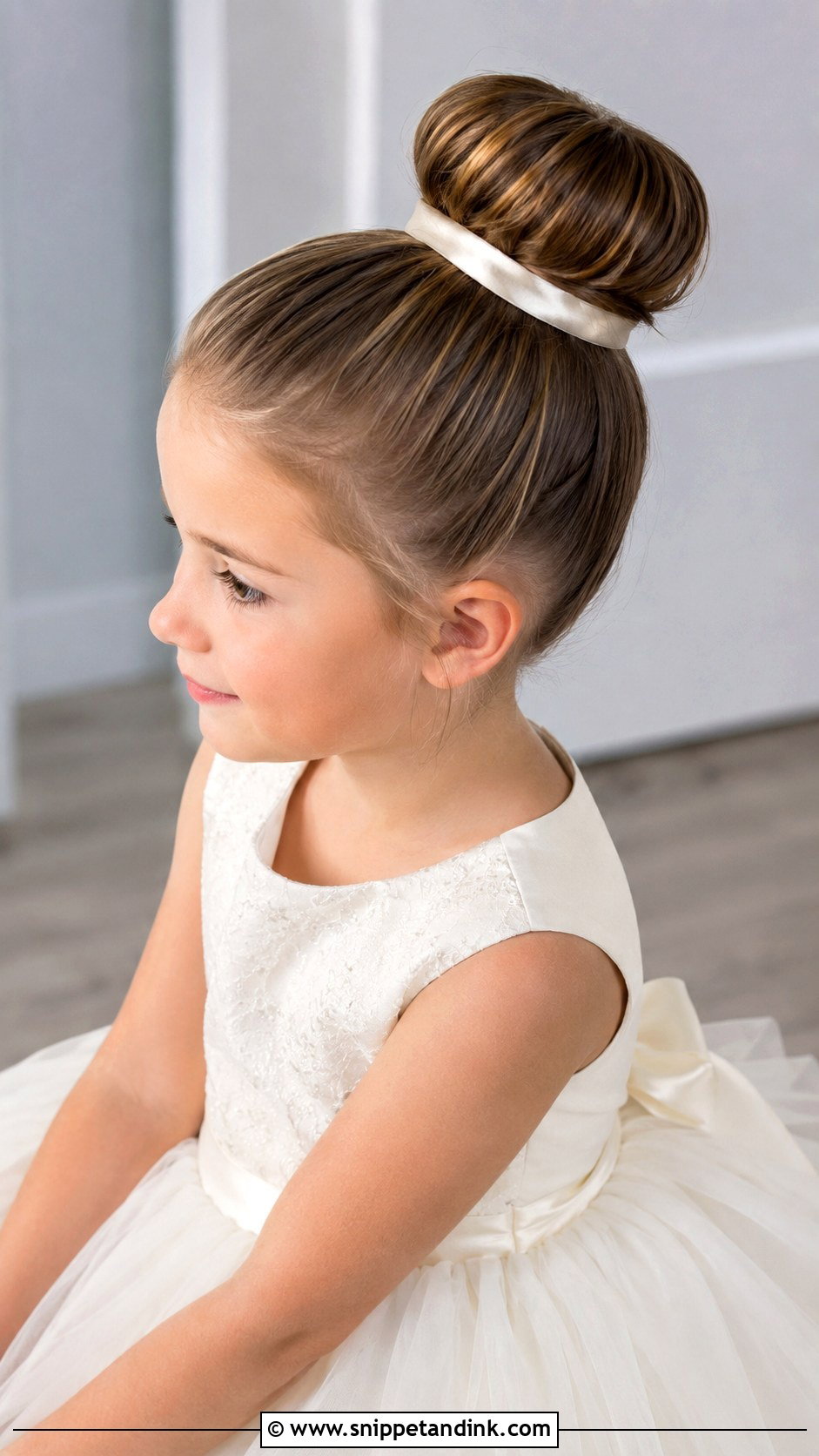 Flower Girl High Bun - Snippet and Ink - 15 Kid Hairstyles for Wedding