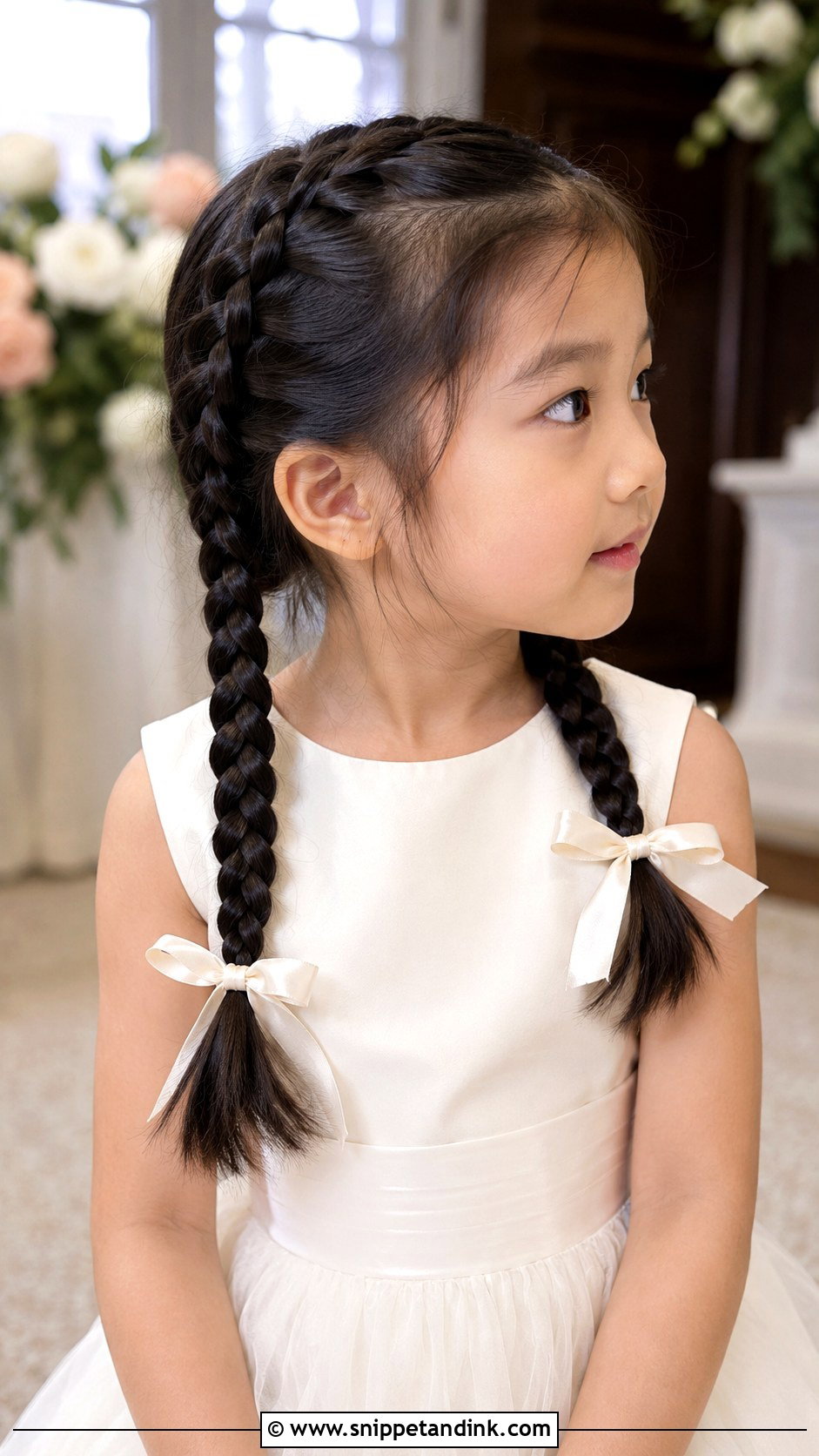 Flower Girl Pigtail Braids - Snippet and Ink - 15 Wedding Hairstyles for Children
