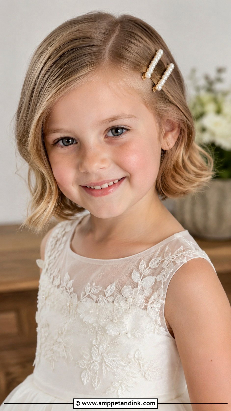 Flower Girl Short Hair With Clips - Snippet and Ink - 20 Kids Hair for Wedding Ideas