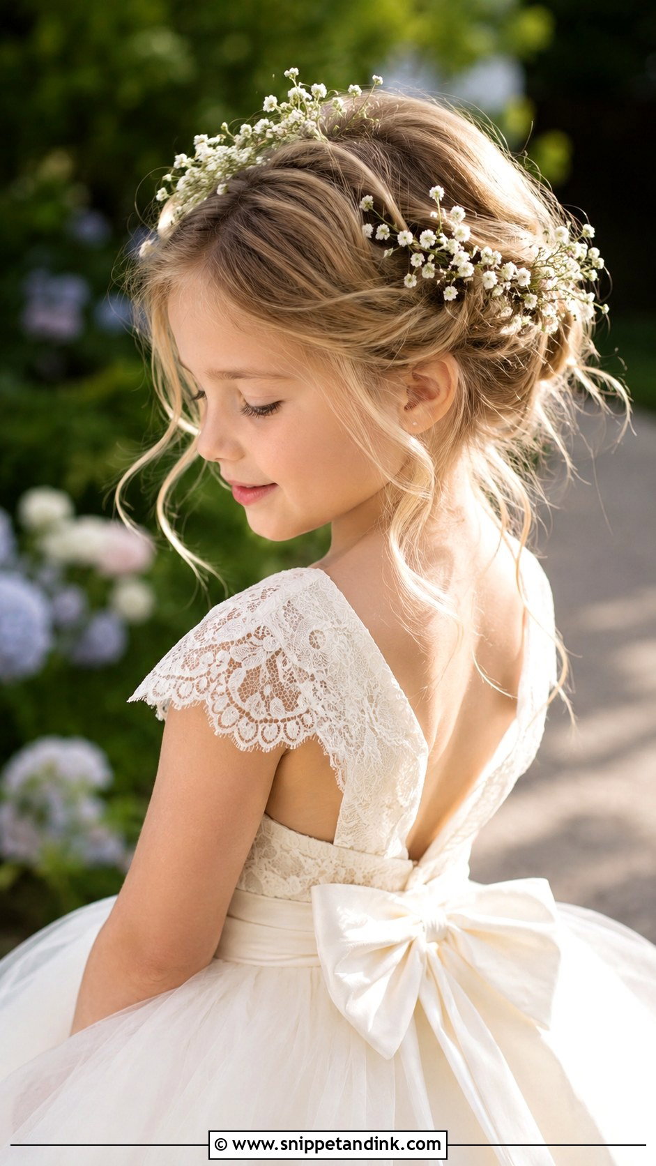 Flower Girl Updo With Babys Breath - Snippet and Ink - 25 Flowergirls Hairstyle Ideas