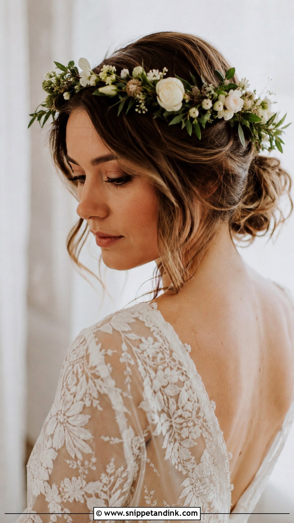 Flower Halo Crown Hairstyle - Snippet and Ink - 20 50s Wedding Hair Ideas