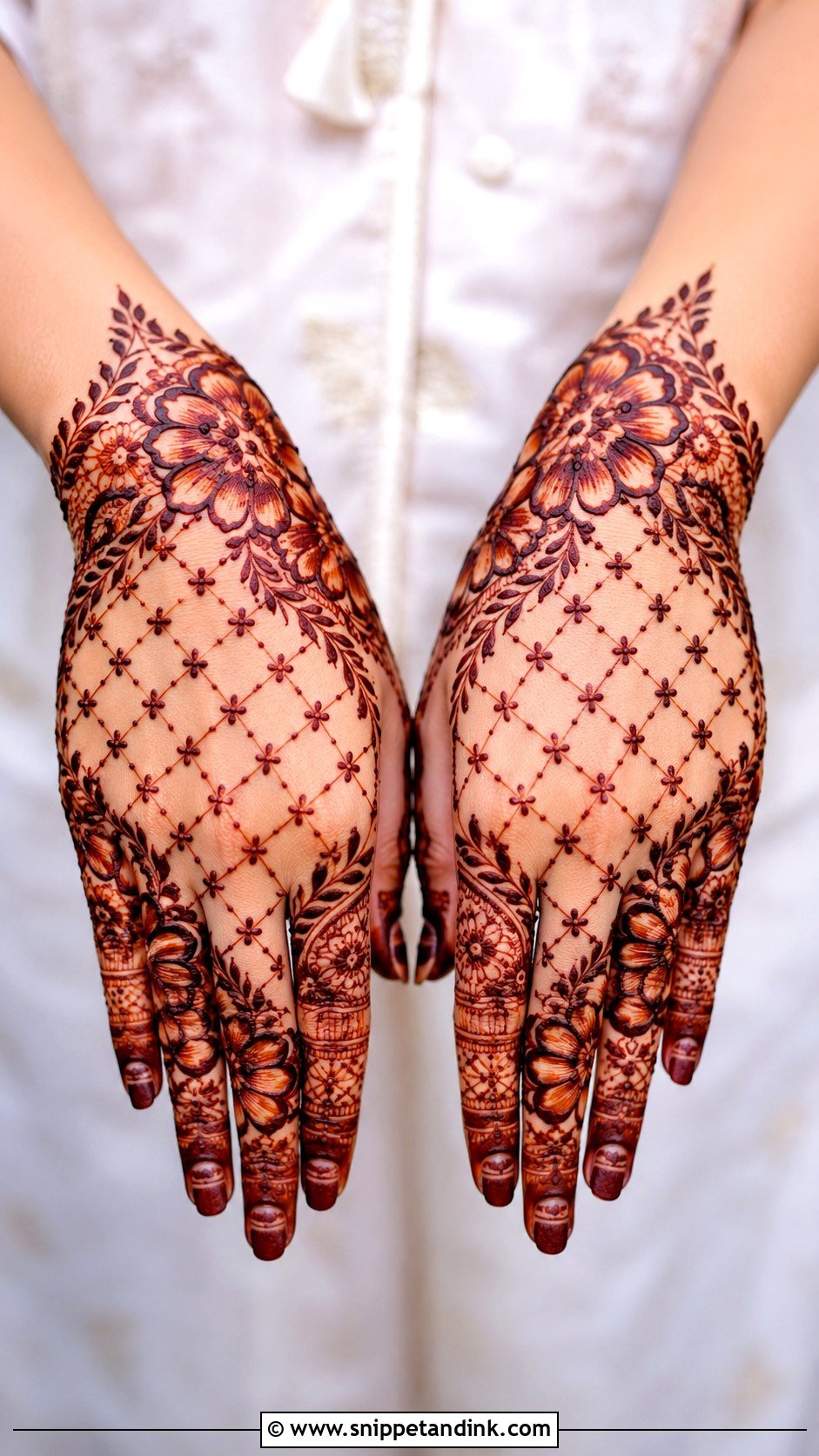 Flower Jaal Mehndi Design - Snippet and Ink - 35 Flower Mehndi Designs