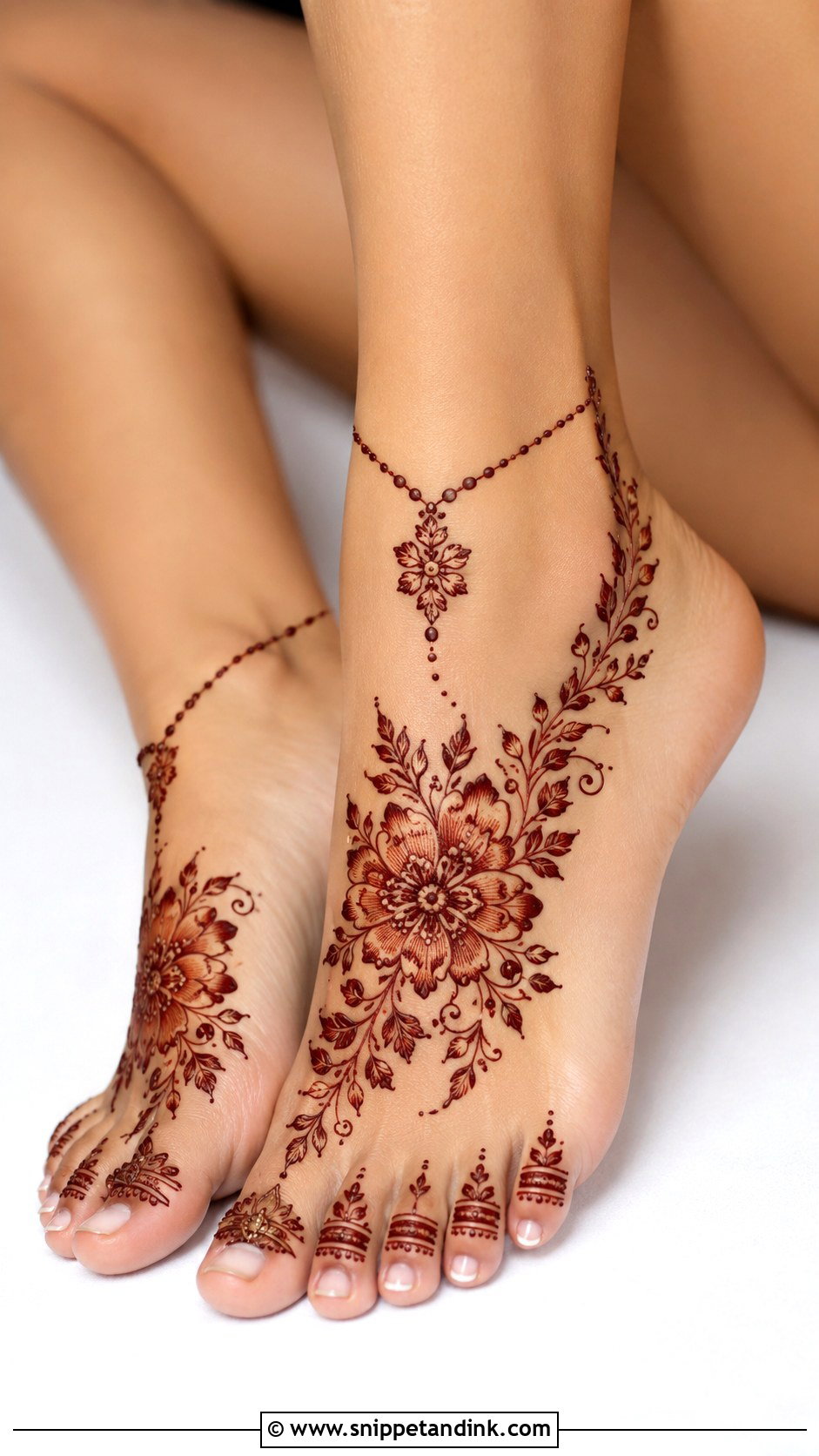 Flower Mehndi Design For Feet - Snippet and Ink - 35 Flower Mehndi Designs