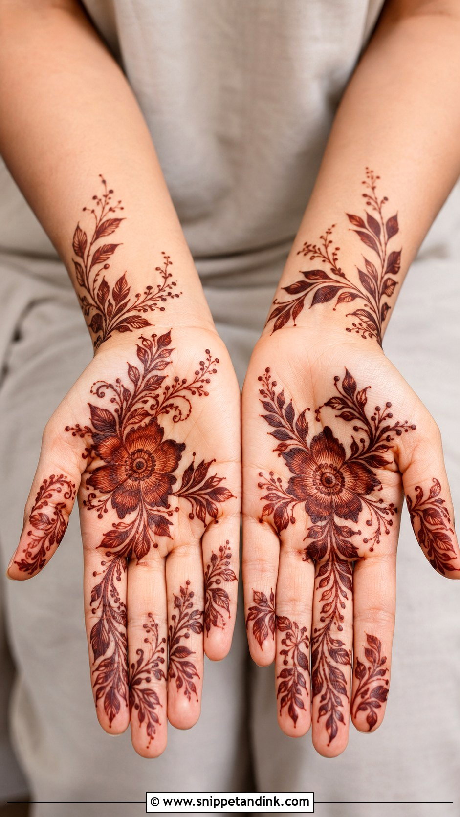 Flower Mehndi Design With Leaves - Snippet and Ink - 35 Flower Mehndi Designs