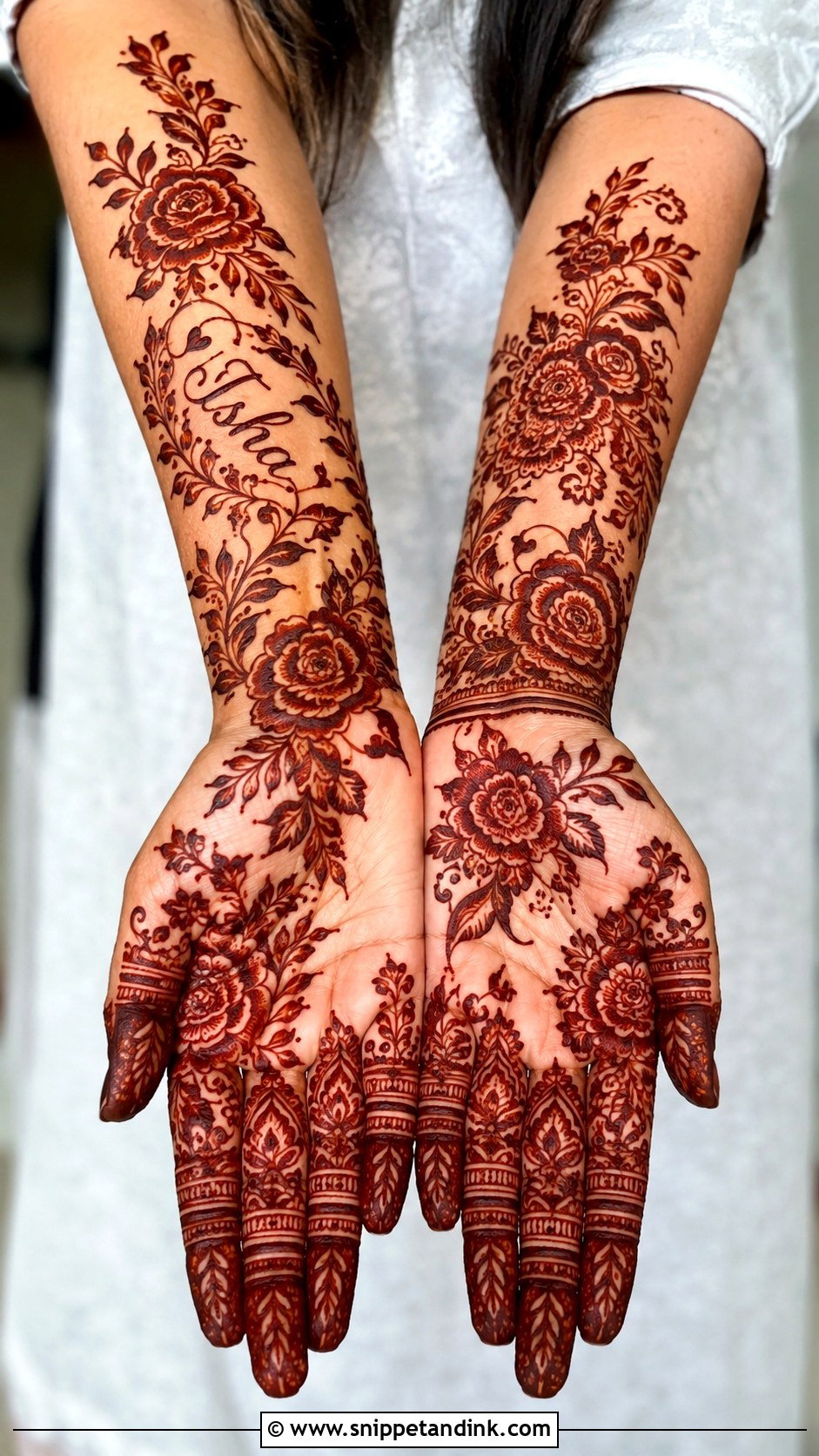 Flower Mehndi Design With Name - Snippet and Ink - 35 Flower Mehndi Designs