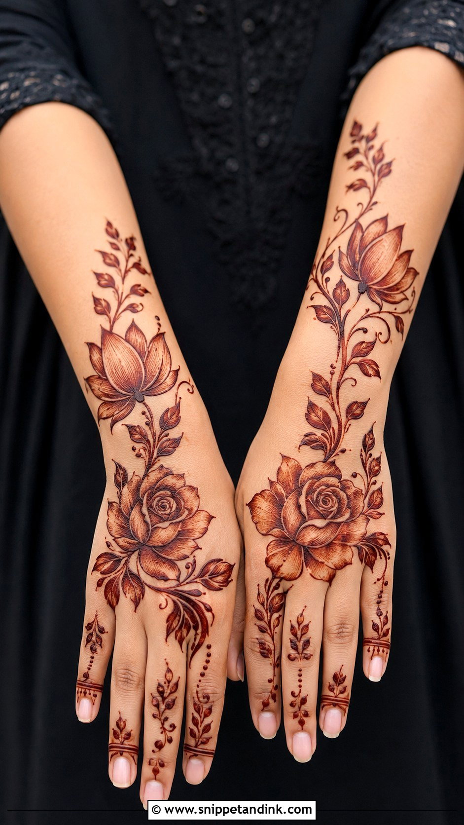 Flower Mehndi Design With Shading - Snippet and Ink - 35 Flower Mehndi Designs