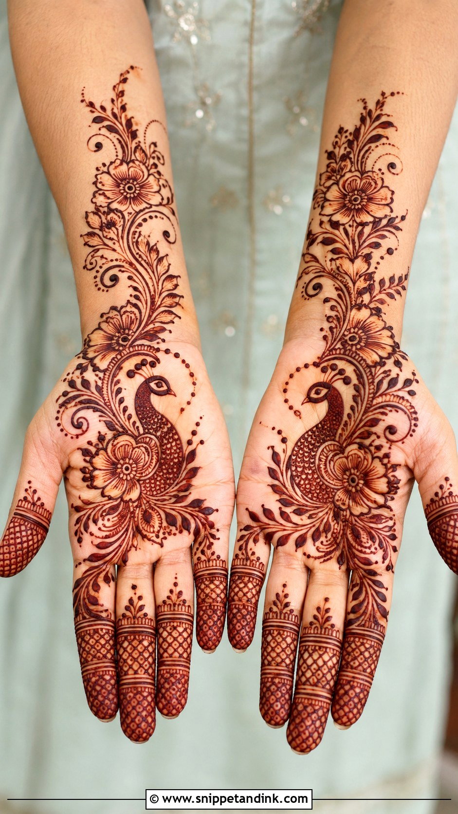 Flower Peacock Mehndi Design - Snippet and Ink - 35 Flower Mehndi Designs