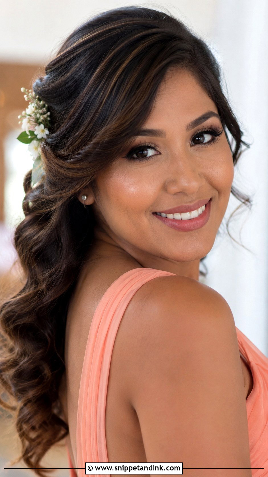 Flower Pin Hair Down Bridesmaid - Snippet and Ink - 25 Hair Down Bridesmaid Styles