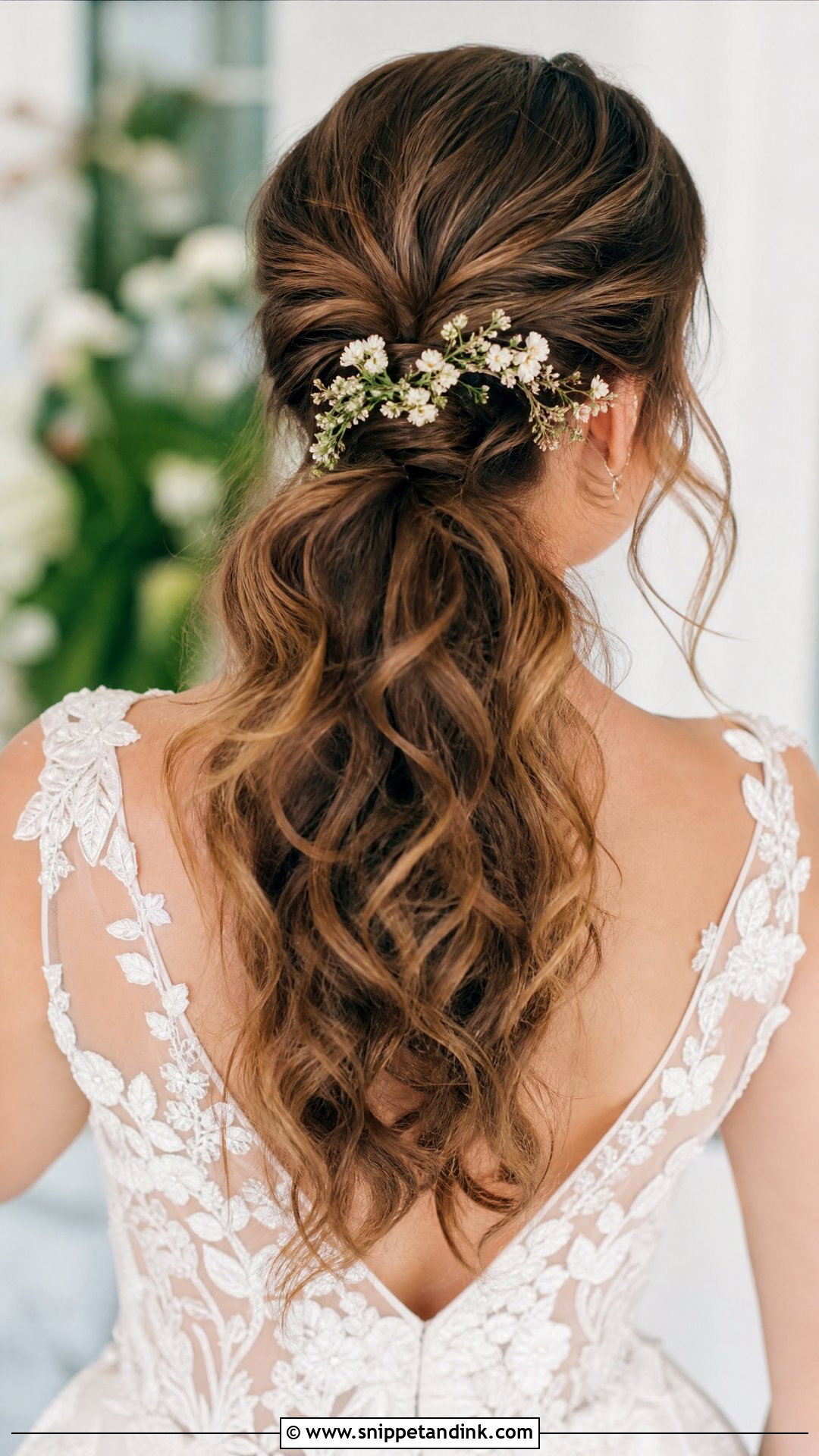 Flower Ponytail Bride Hair - Snippet and Ink - 20 Ponytail Bride Hair Ideas
