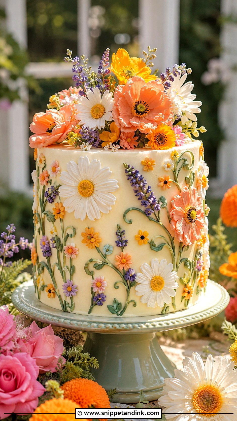 Flower Power Wedding Cake - Snippet and Ink - 20 Groovy Wedding Cake Ideas