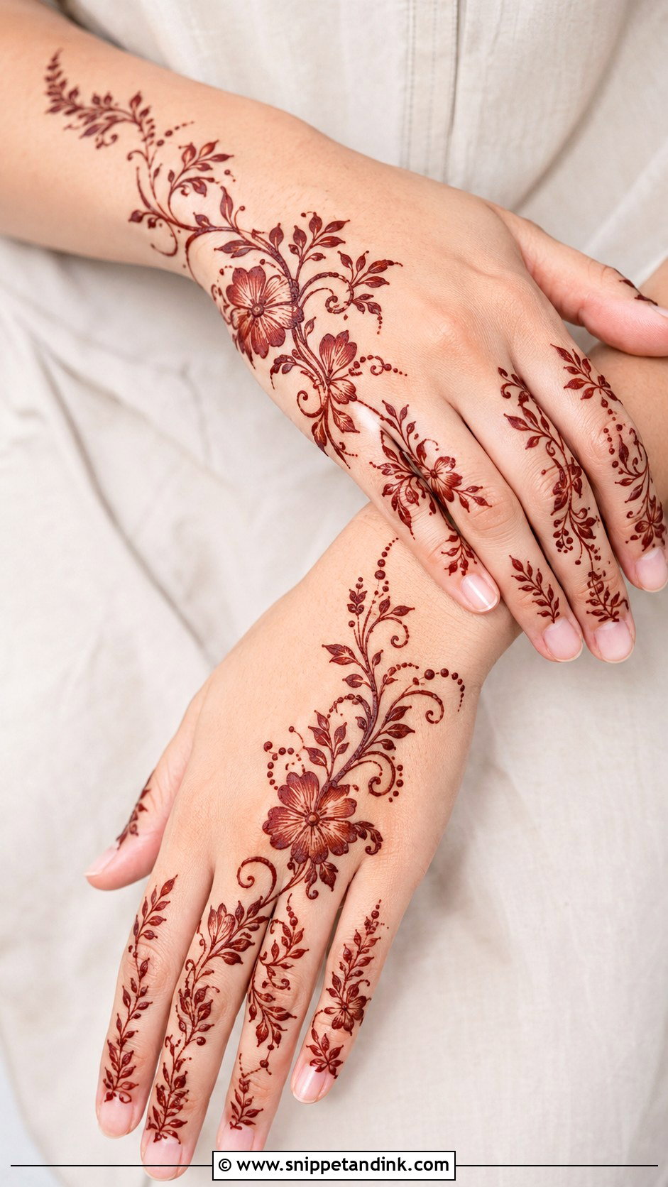 Flower Vine Mehndi Design - Snippet and Ink - 35 Flower Mehndi Designs