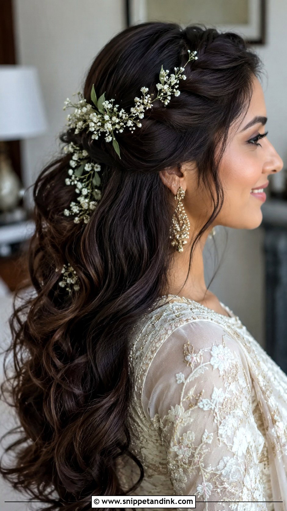 Flower Wedding Hair Down Braid - Snippet and Ink - 15 Wedding Hair Down Braid Ideas