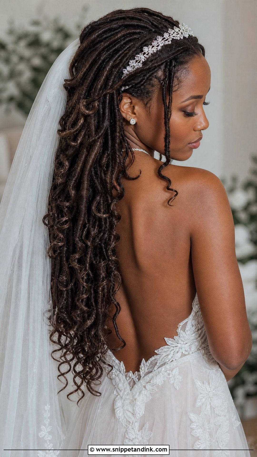 Flowing Loc Curls for Brides - Snippet and Ink - 25 Bridal Dreadlock Hairstyles