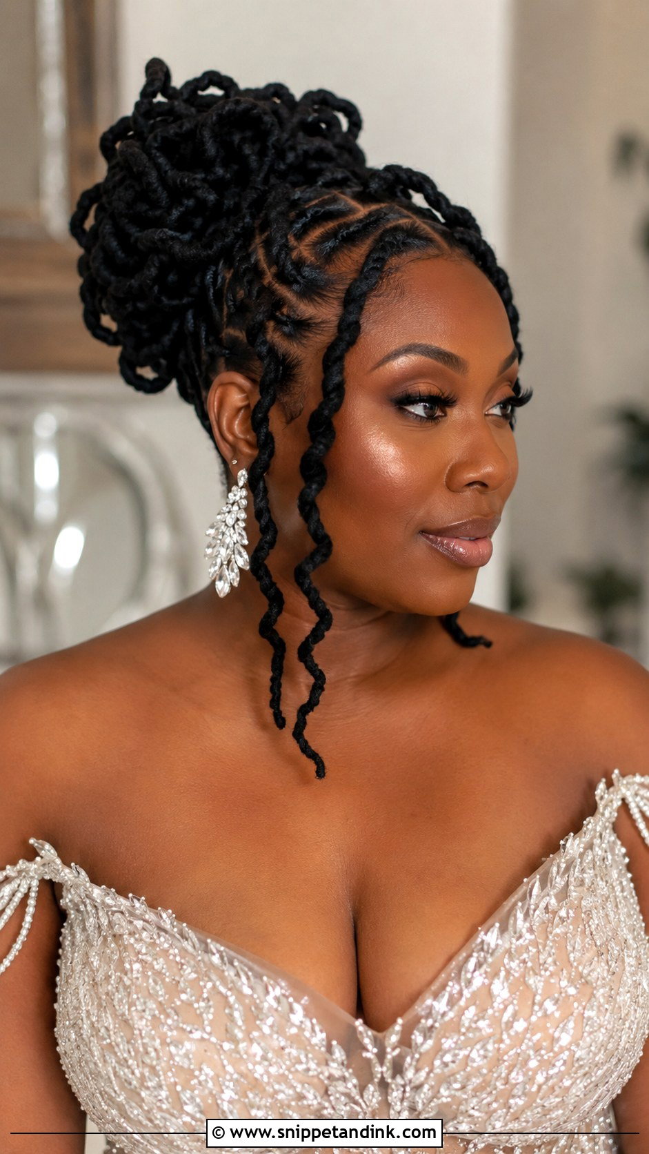 Flowing Loc Half Updo With Veil - Snippet and Ink - 30 Dreadlock Wedding Hairstyles