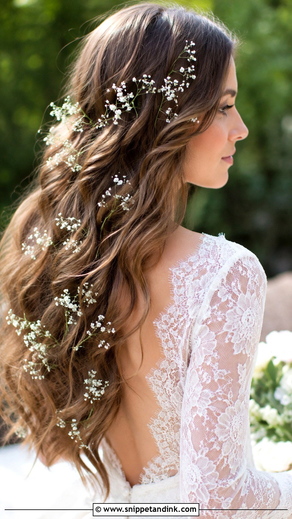 Flowing Waves With Babys Breath - Snippet and Ink - 25 Whimsical Wedding Hair Ideas