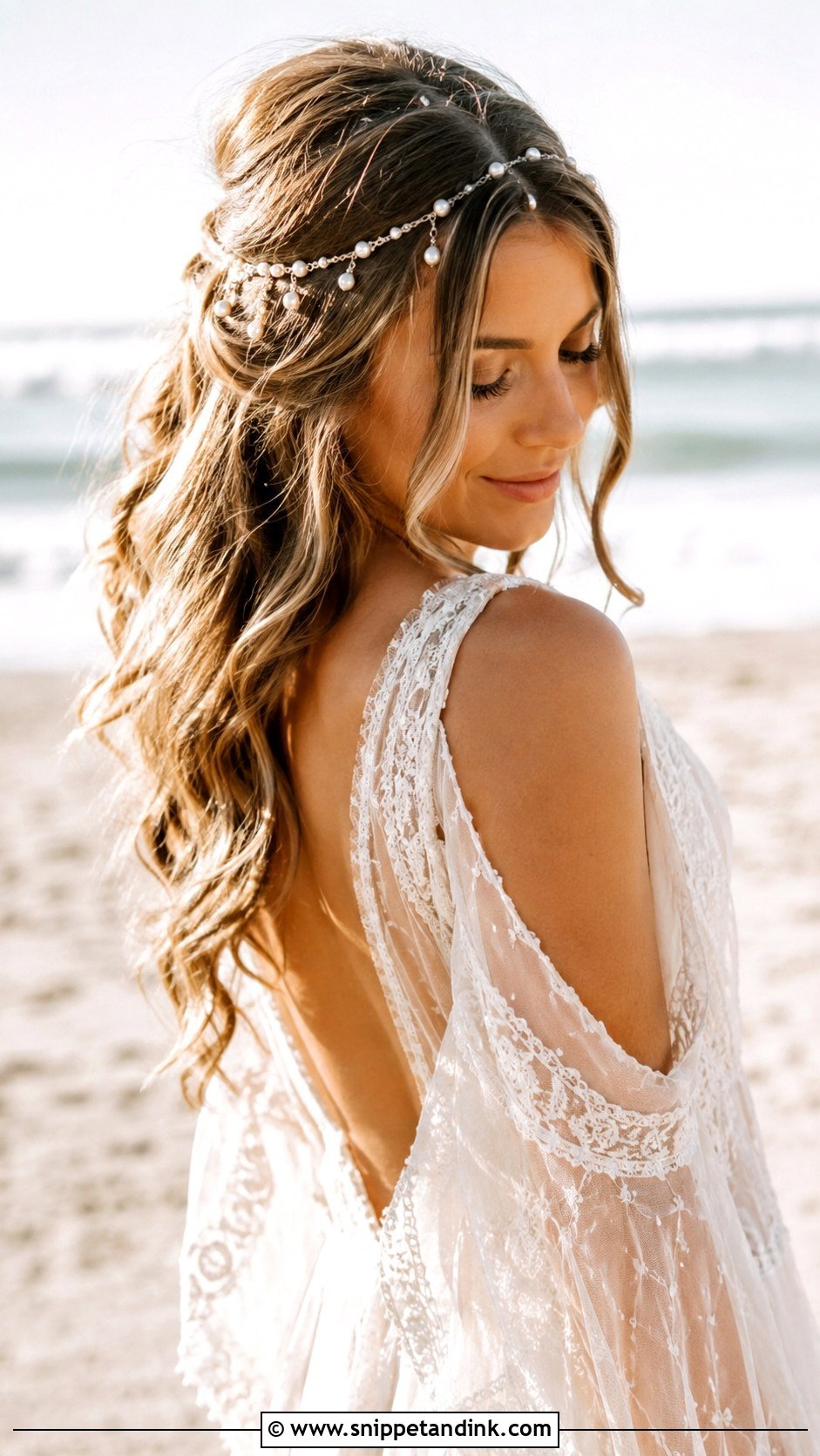 Flowing Waves With Pearl Hair Chain - Snippet and Ink - 20 Wedding Hairstyles with Pearls