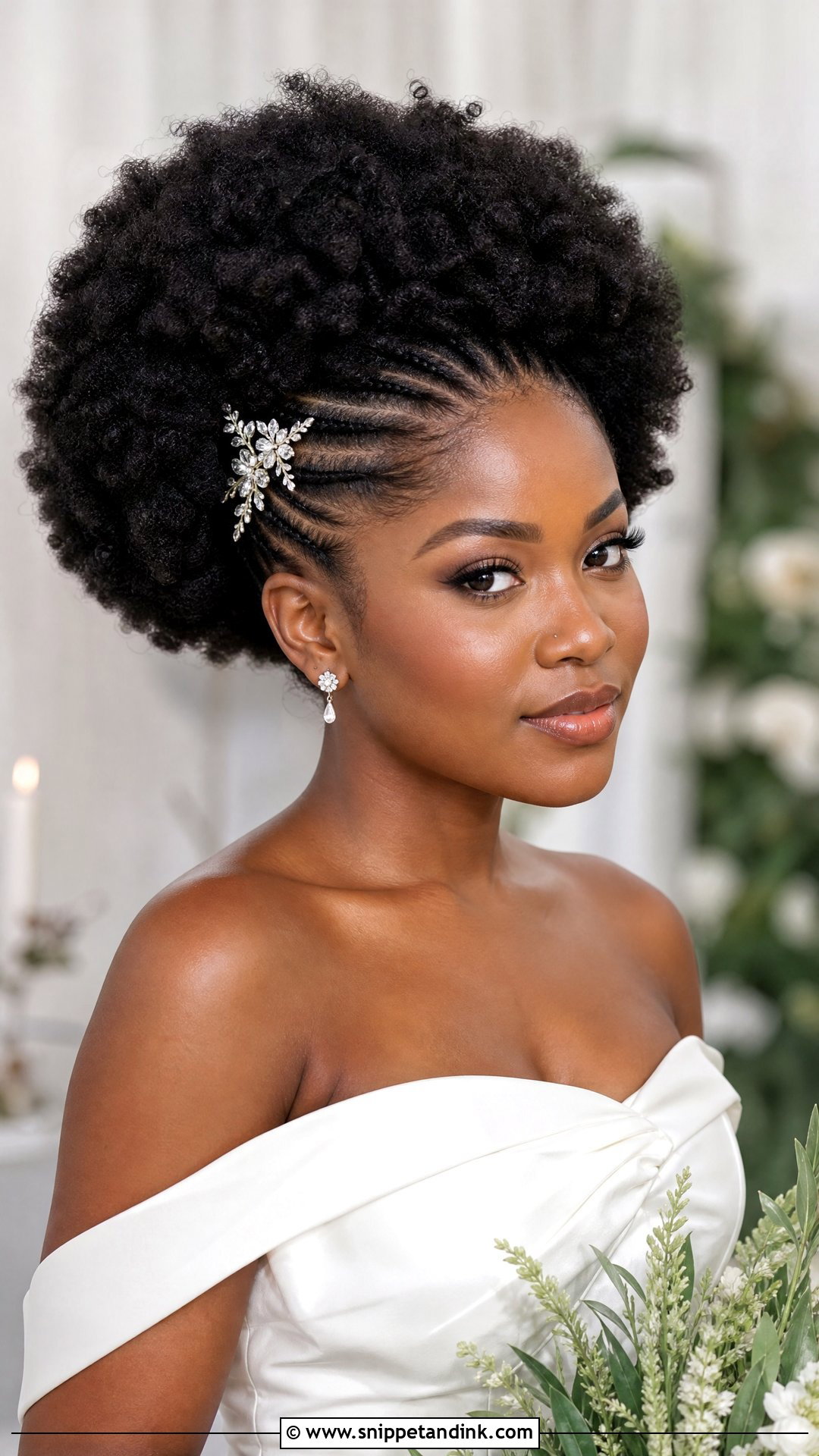 Fluffy Afro Bridal Hairstyle - Snippet and Ink - 20 Natural Hair Styles for Brides