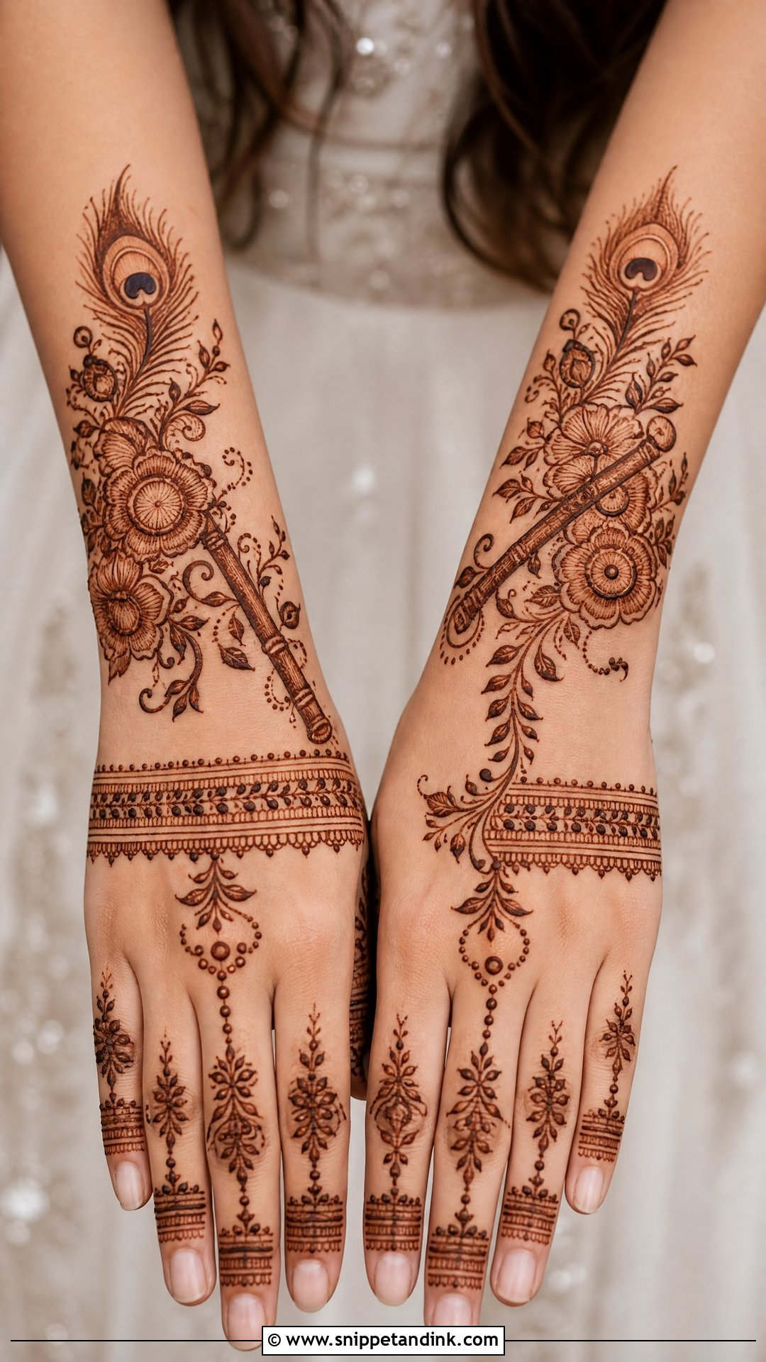 Flute Bridal Instruments Mehndi Design - Snippet and Ink - 20 Bridal Instruments Mehndi Designs