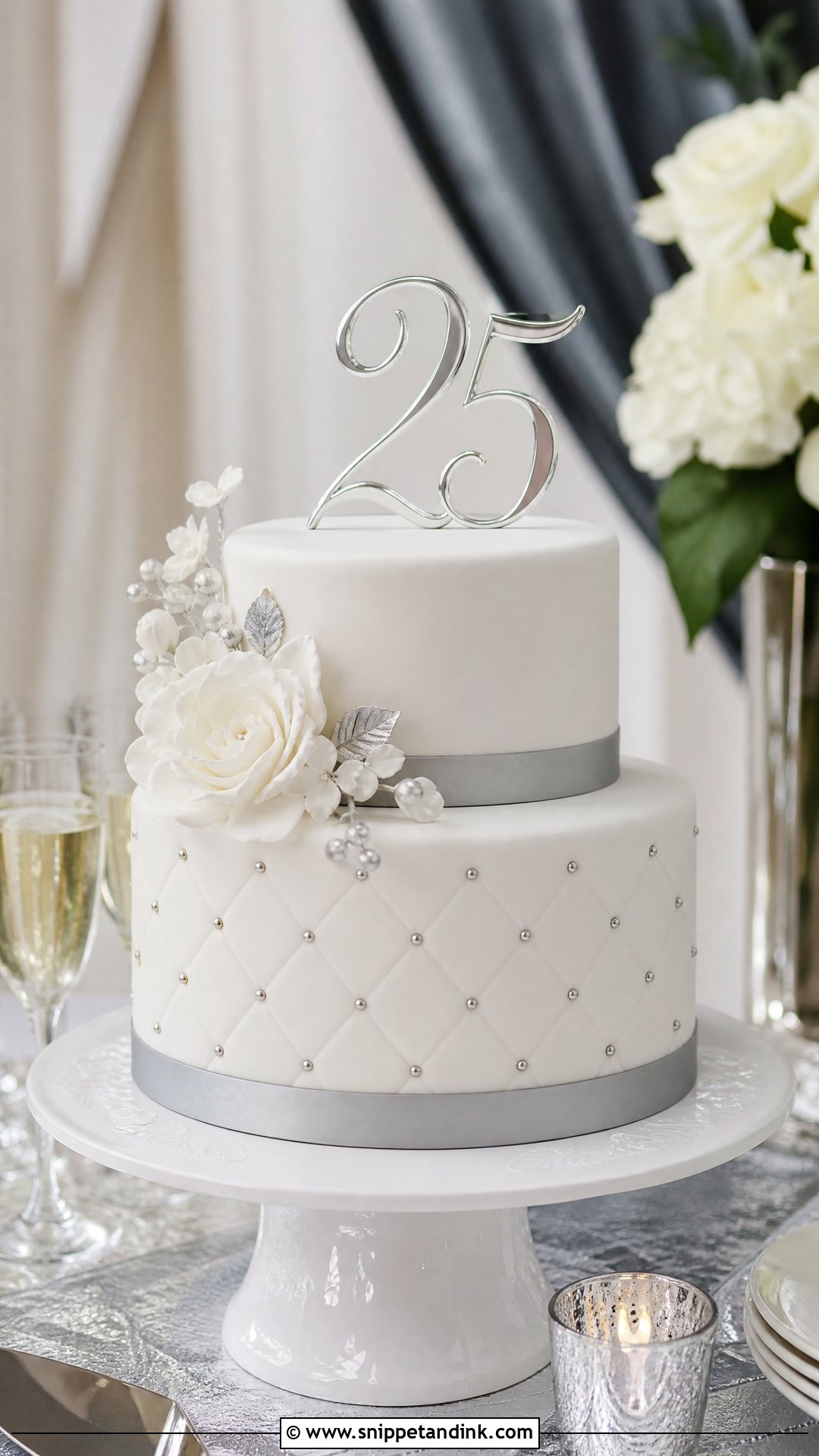 Fondant 25th Anniversary Cake - Snippet and Ink - 25 25th Anniversary Cake Ideas