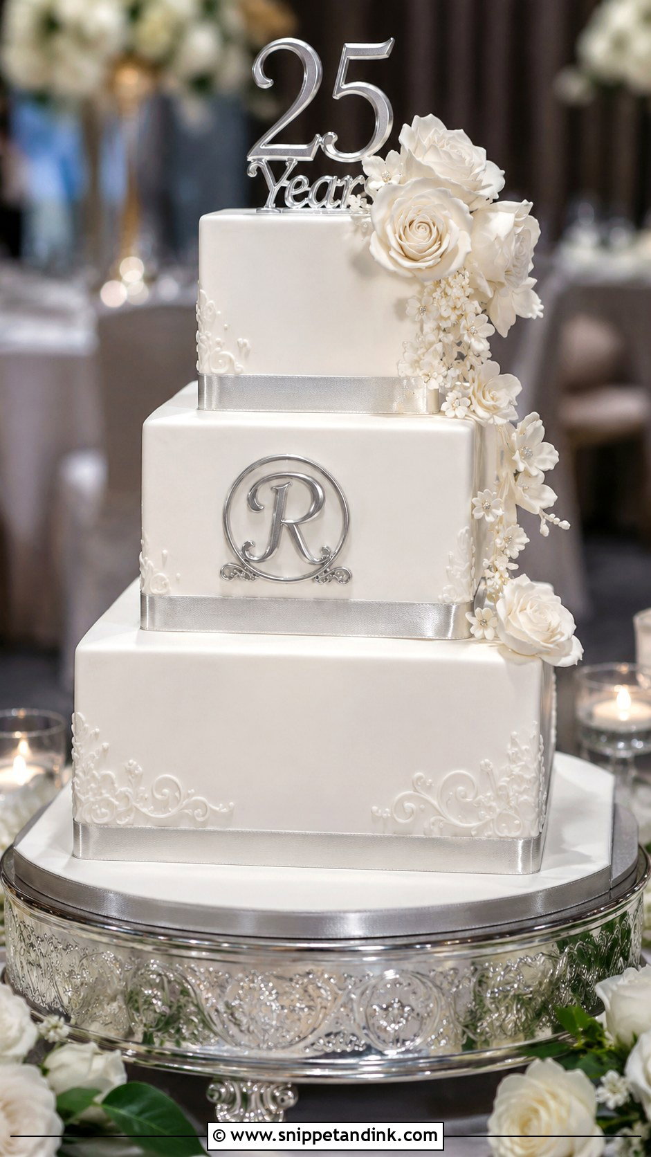 Fondant 25th Anniversary Cake - Snippet and Ink - 20 25th Anniversary Cake Design Ideas
